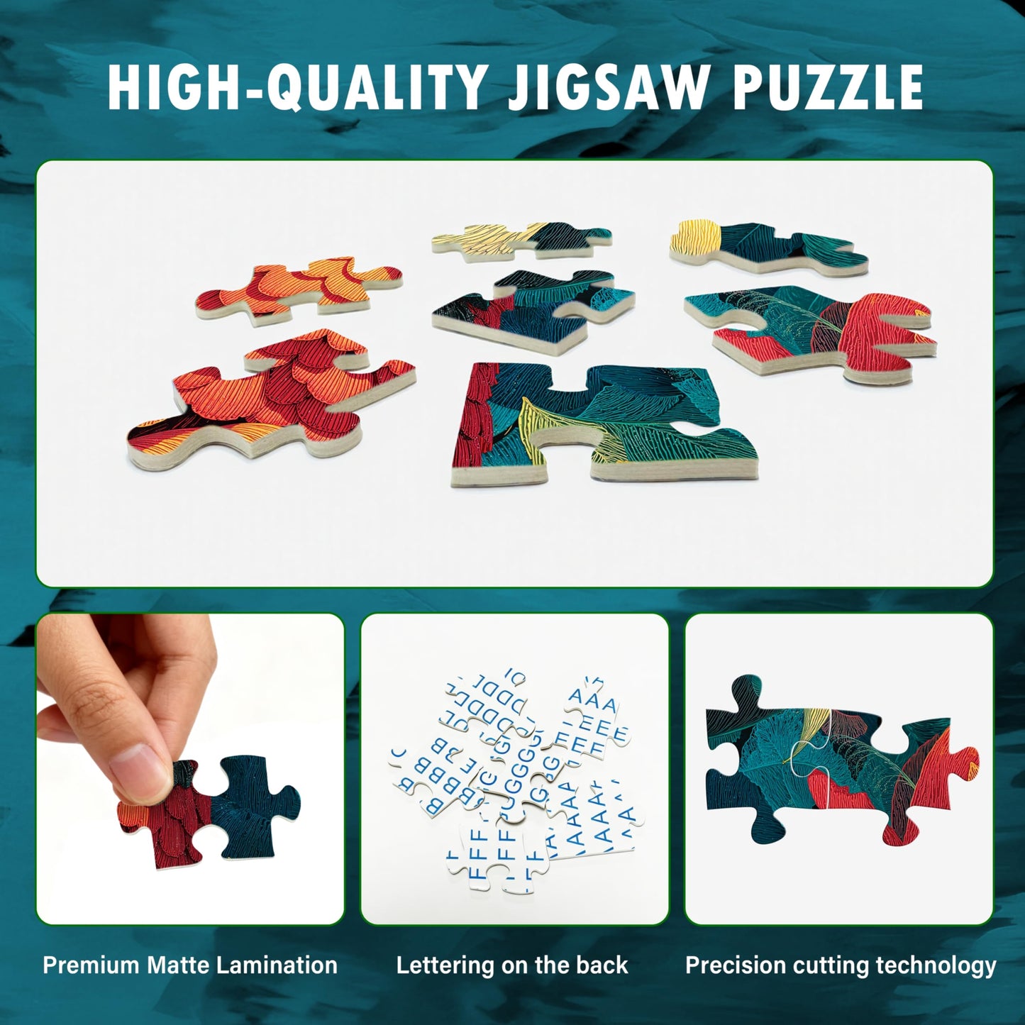 LOJETON 1000-Piece Jigsaw Puzzles for Adults – Colorful Rainforest Parrot with Letter-Back, 27.5 x 19.7 in