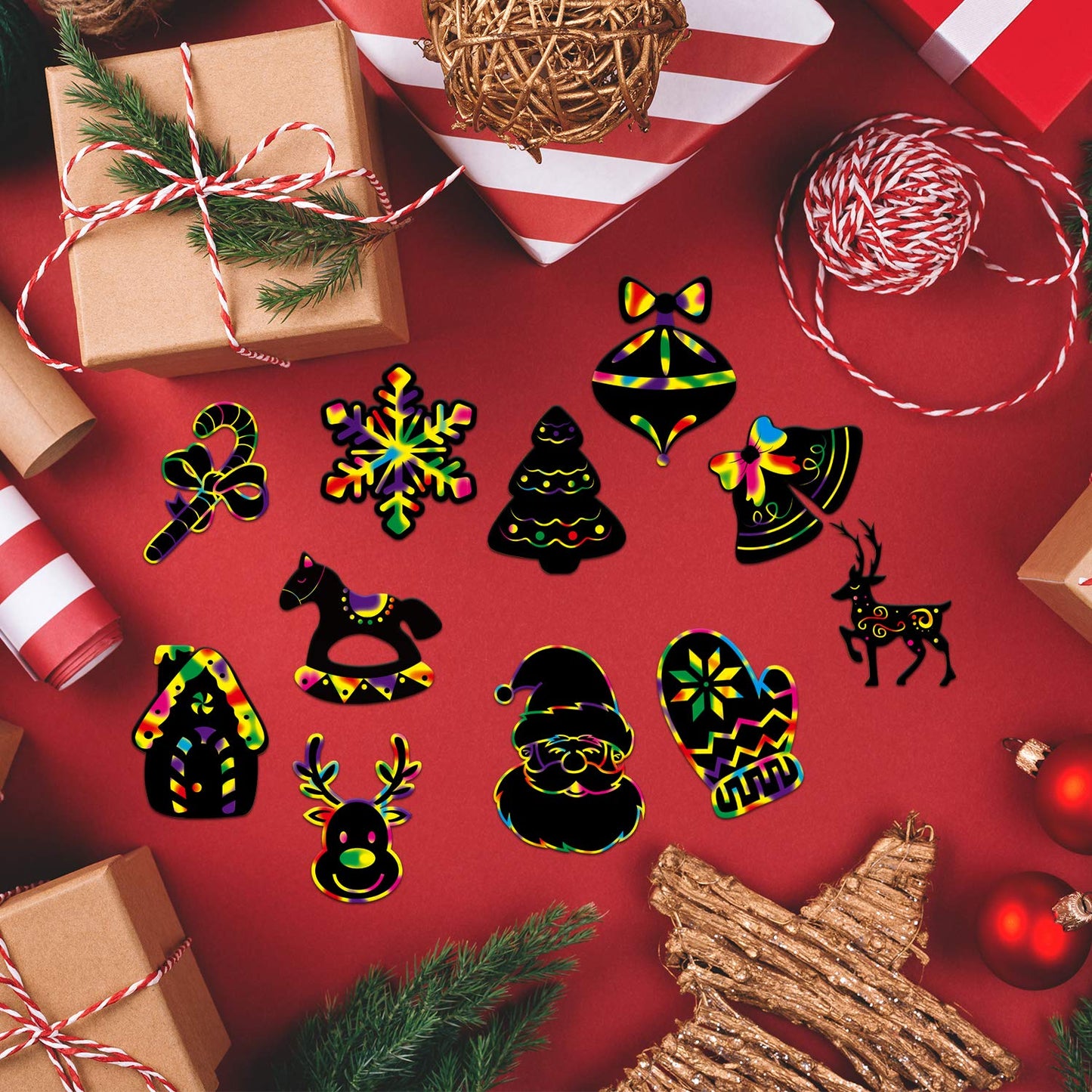 LOKIPA Christmas Scratch Paper Art Set – 80 Pieces Rainbow Scratch Cards for Kids