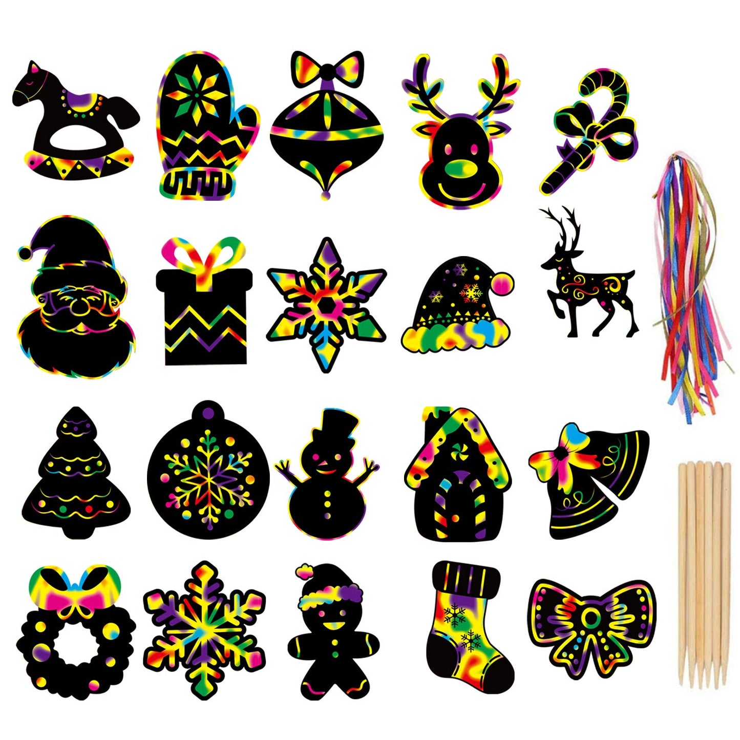 LOKIPA Christmas Scratch Paper Art Set – 80 Pieces Rainbow Scratch Cards for Kids