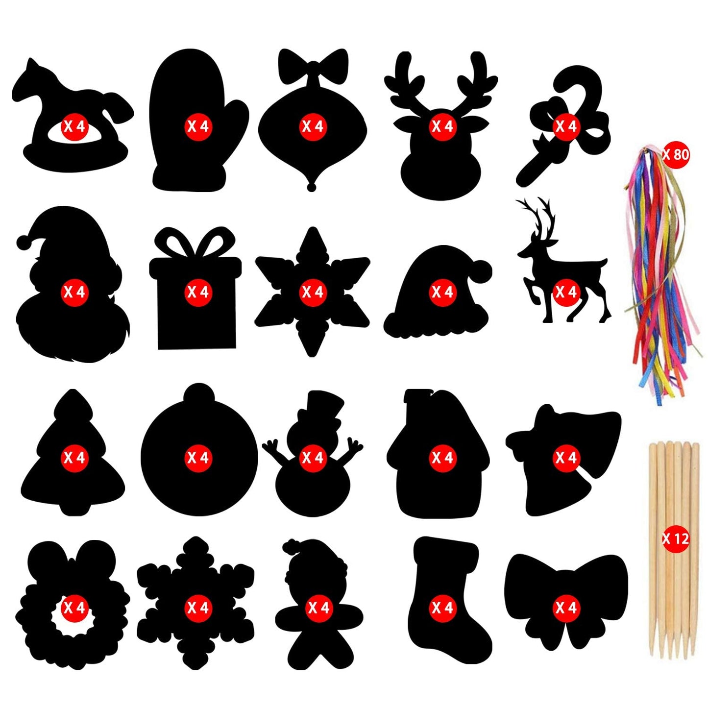 LOKIPA Christmas Scratch Paper Art Set – 80 Pieces Rainbow Scratch Cards for Kids