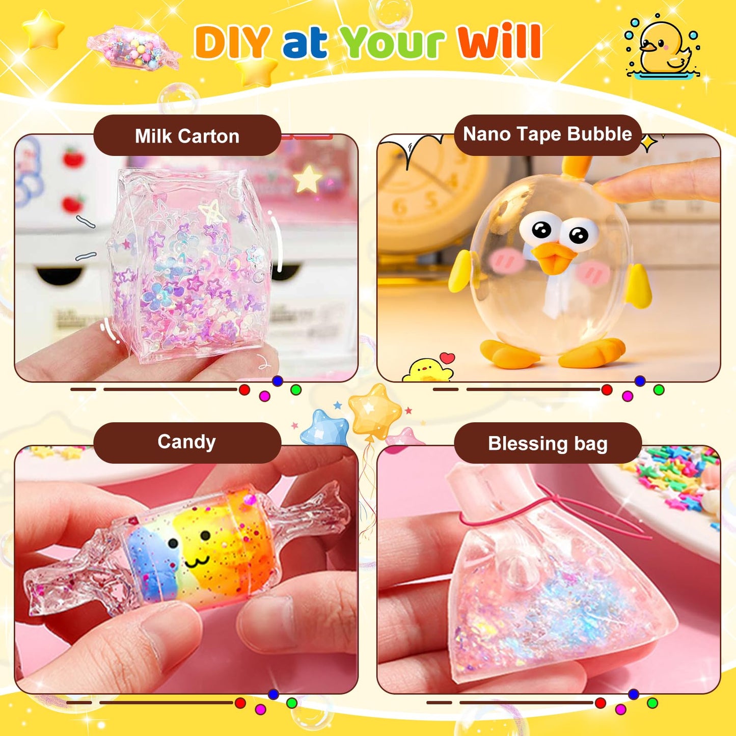 Lokuc Duck Theme Nano Tape Bubble Kit – Creative DIY Toy for Kids 4-9
