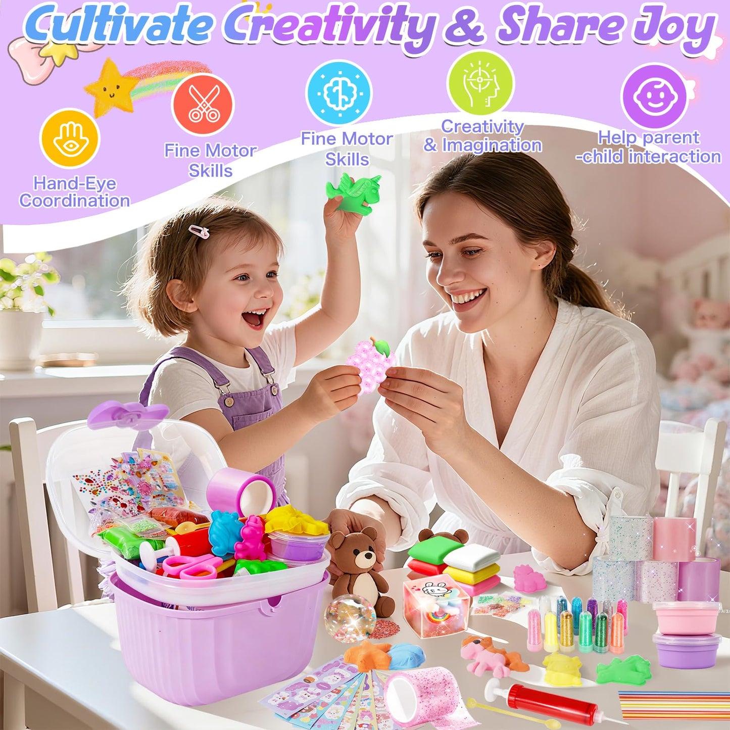 Lokuc Nano Tape Bubble Kit: DIY Bubble Maker with Slime, Clay & Accessories for Kids 3-8