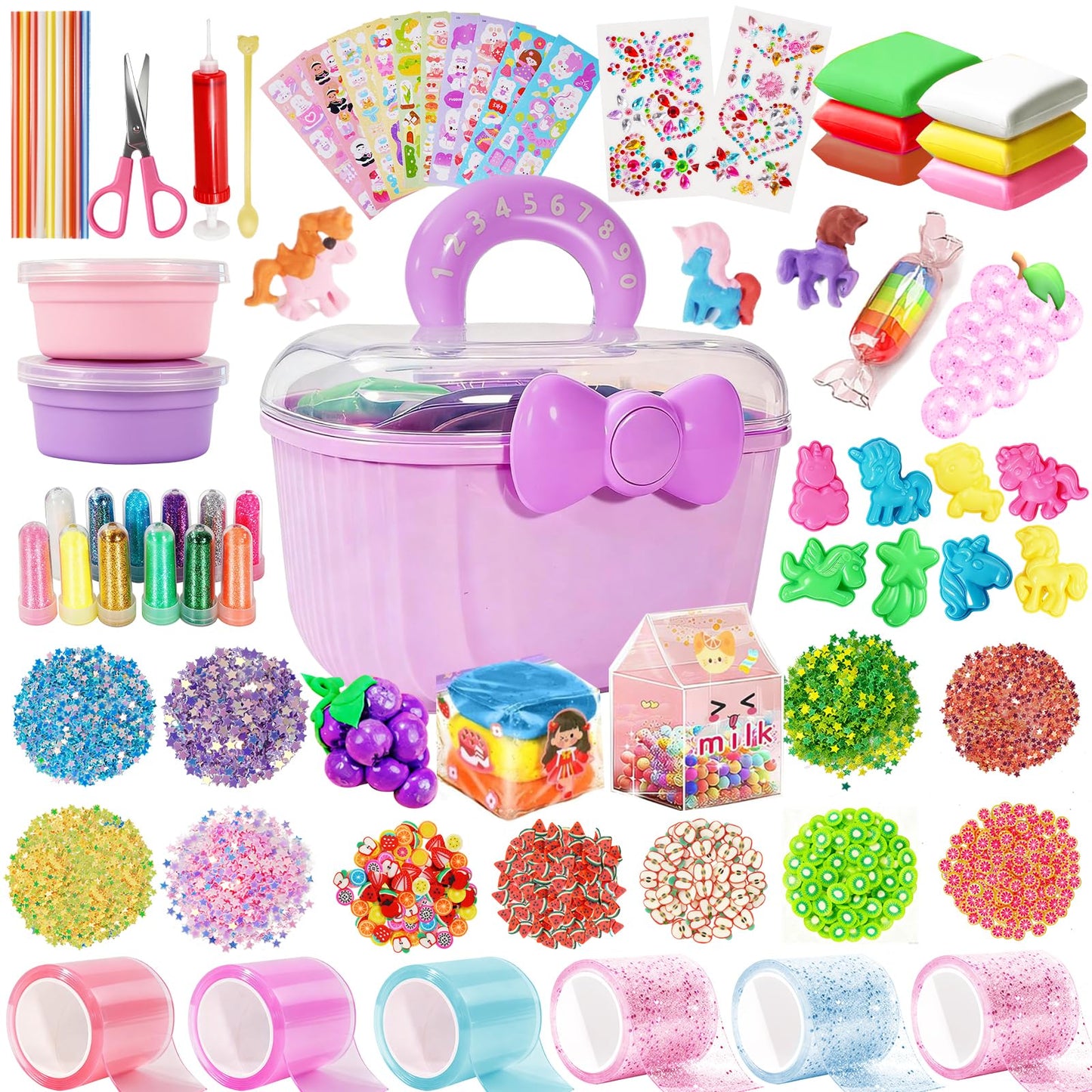 Lokuc Nano Tape Bubble Kit: DIY Bubble Maker with Slime, Clay & Accessories for Kids 3-8