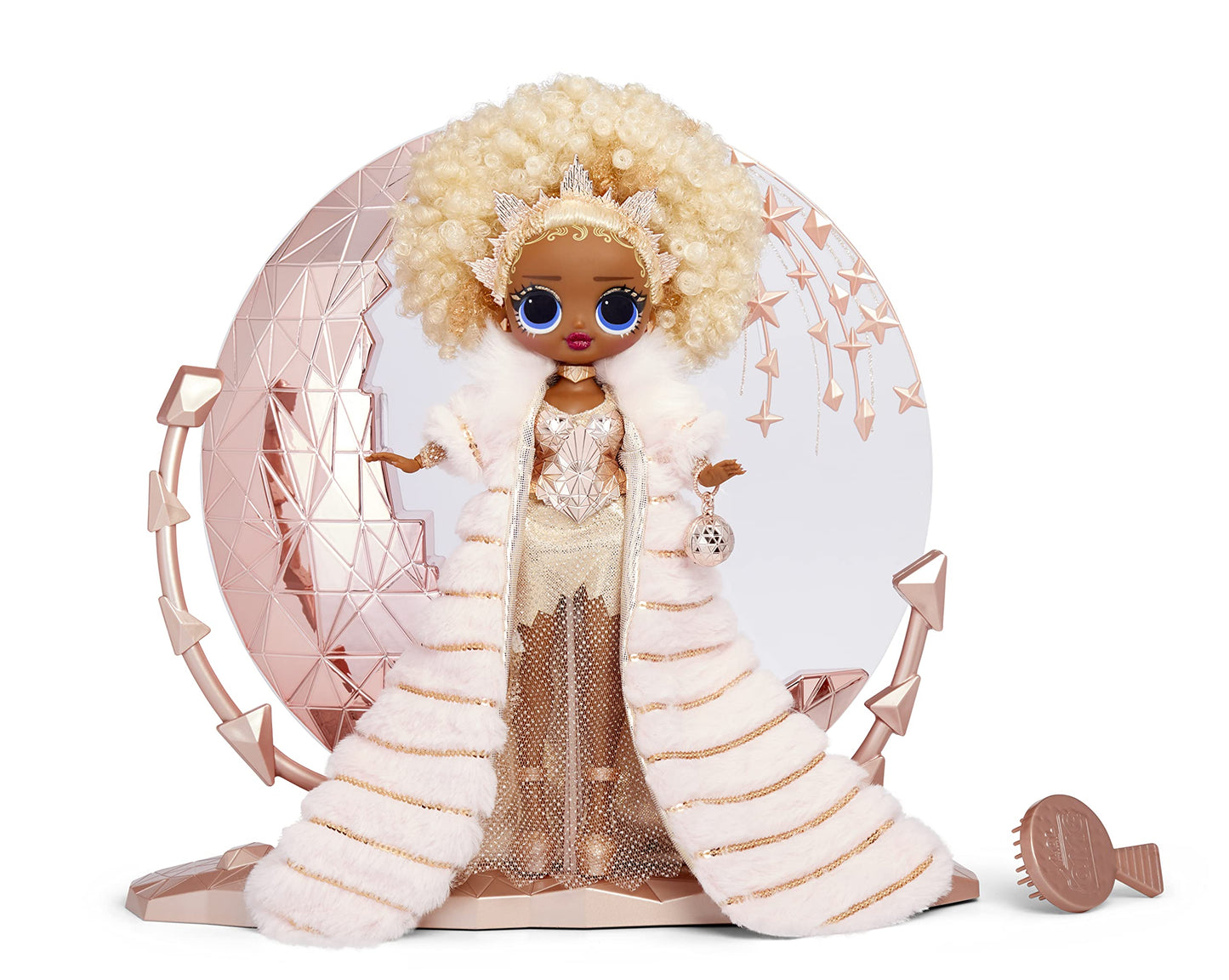L.O.L. Surprise! NYE Queen Collector Doll — Gold Fashion & Light-Up Stand