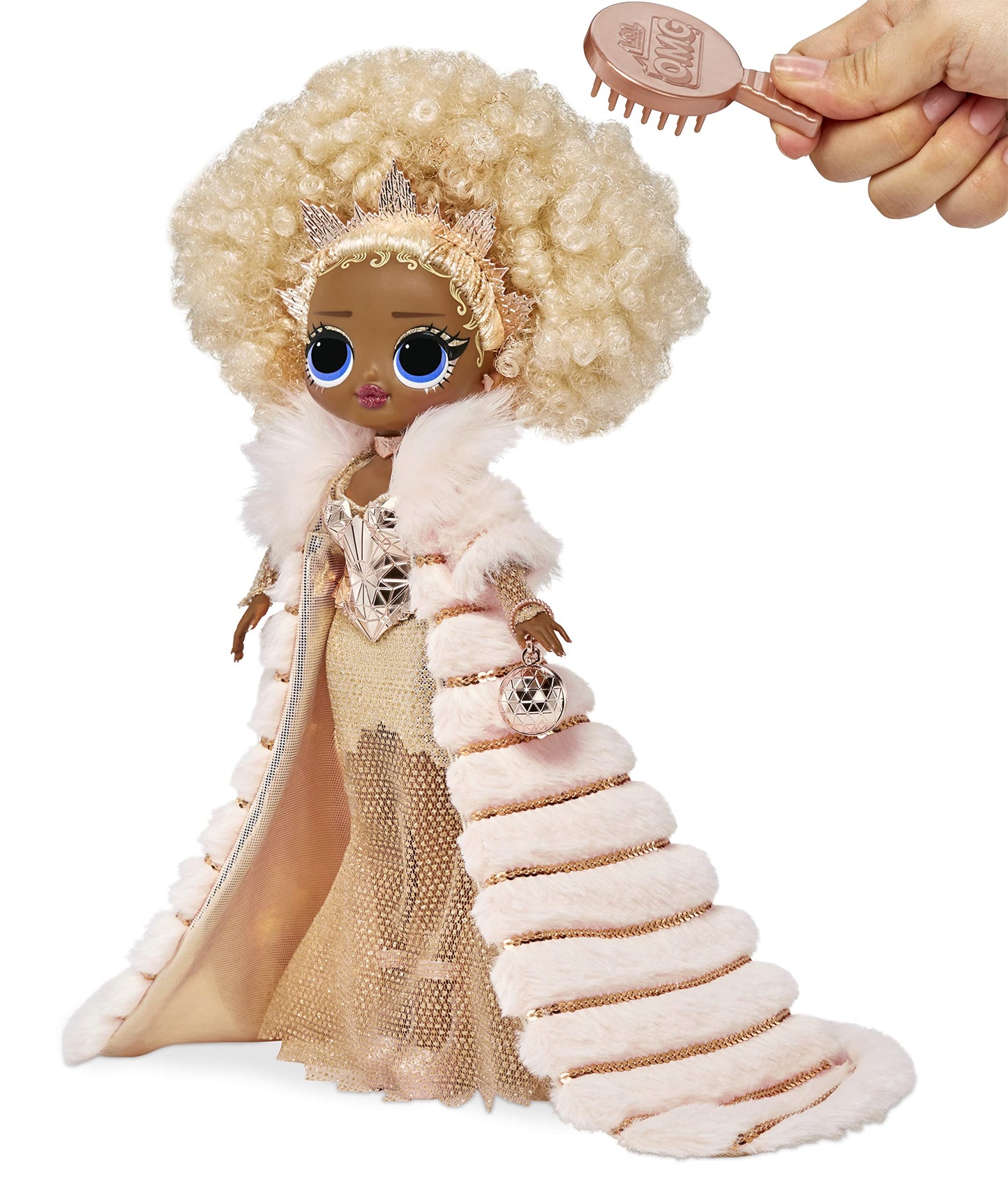L.O.L. Surprise! NYE Queen Collector Doll — Gold Fashion & Light-Up Stand