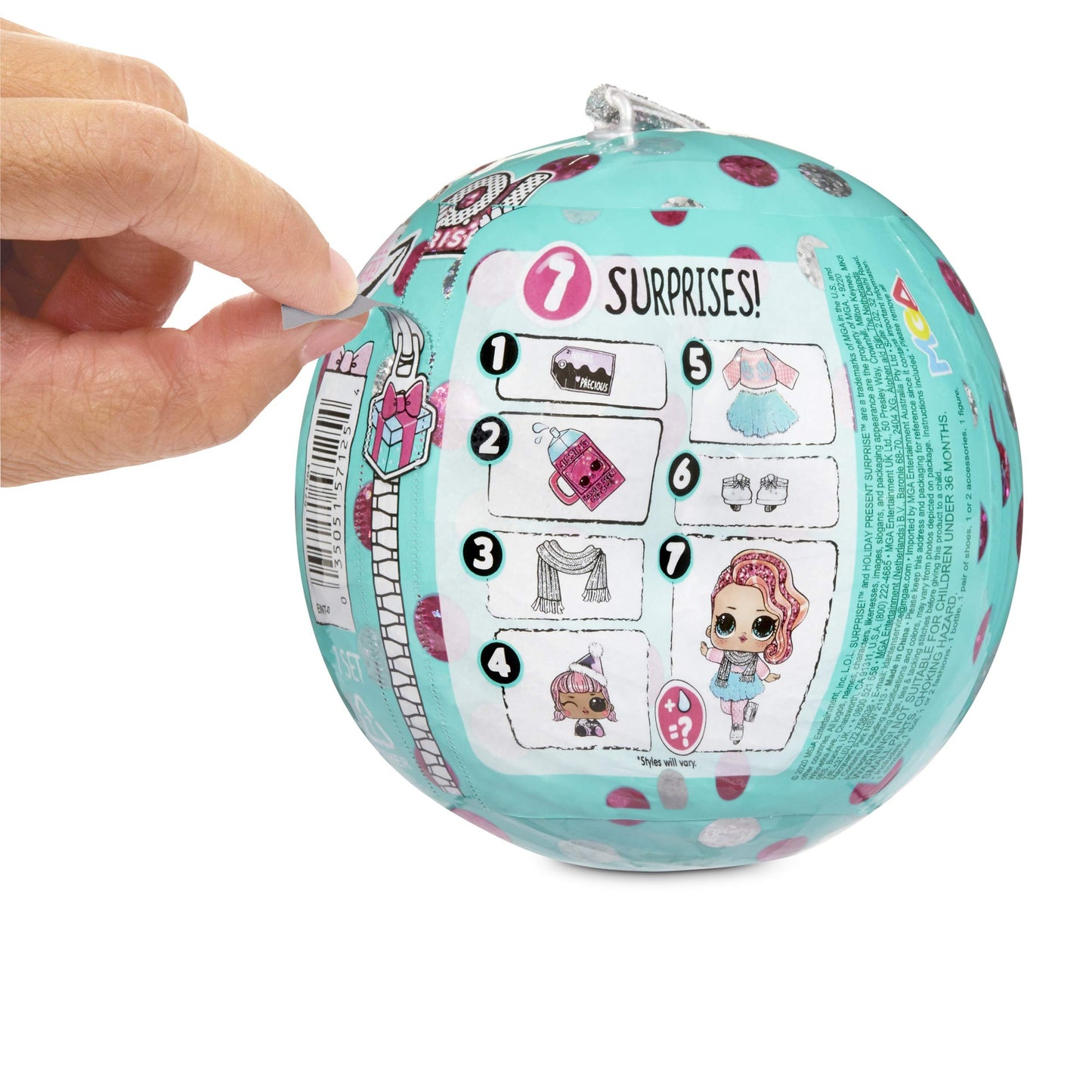 LOL Surprise Holiday Present Surprise Mystery Pack – 7 Surprises & Glitter Doll