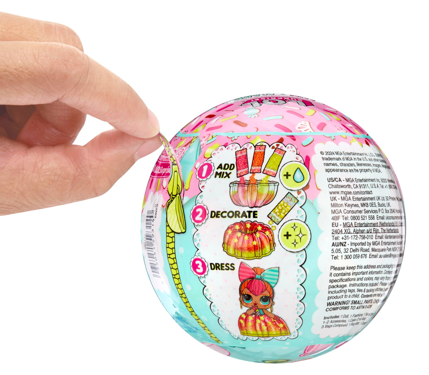 L.O.L. Surprise! Mix & Make Birthday Cake Tots — DIY Cake Dress Dolls, Glitter Sprinkles, 3 Mixes, Great Gift for Girls 3+