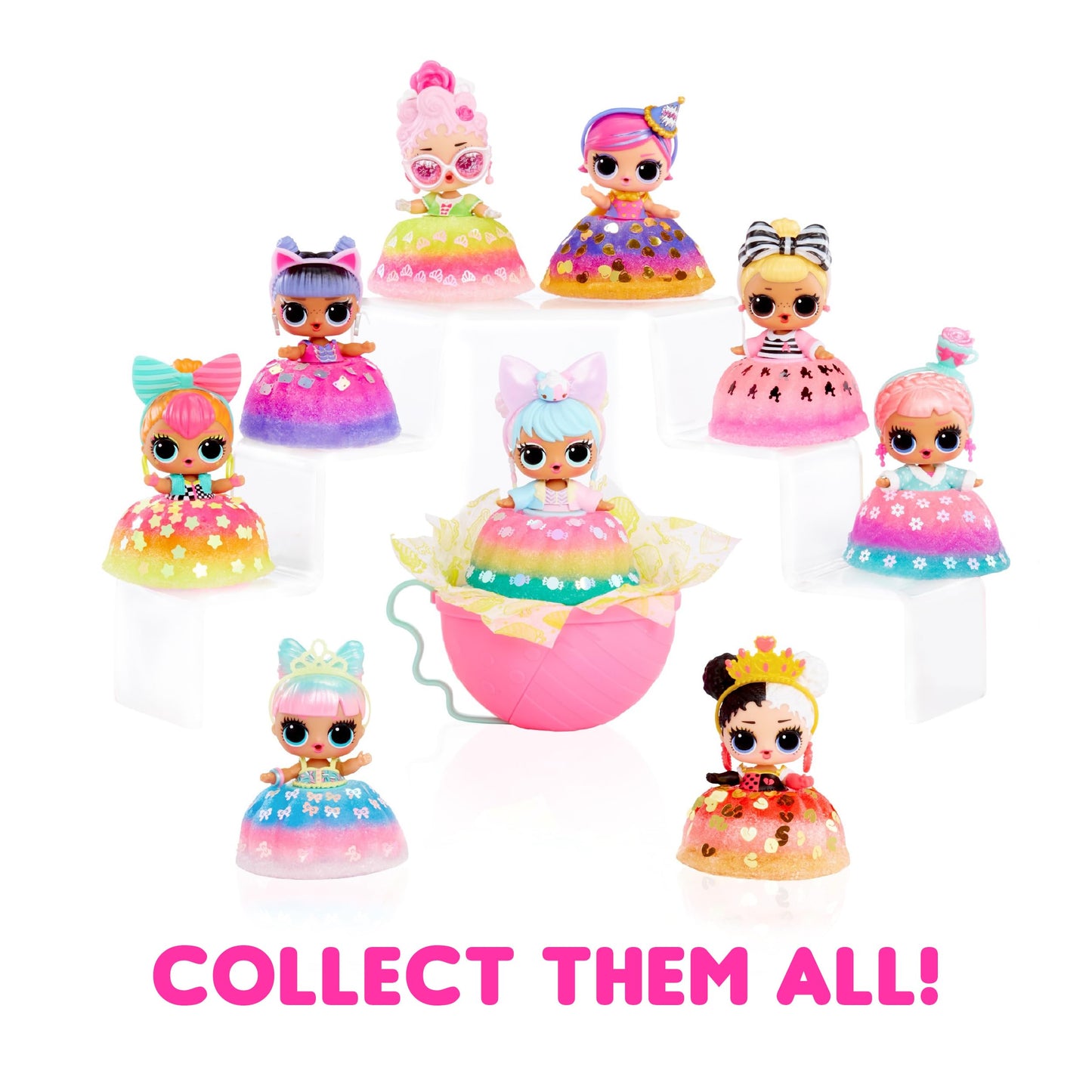 L.O.L. Surprise! Mix & Make Birthday Cake Tots — DIY Cake Dress Dolls, Glitter Sprinkles, 3 Mixes, Great Gift for Girls 3+