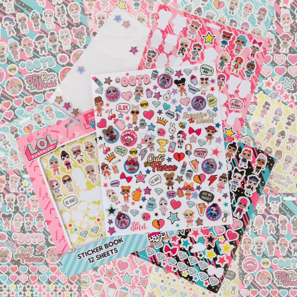 LOL Surprise 14-Sheet Sticker Book Set — 1200+ Stickers with Puffy Sheets