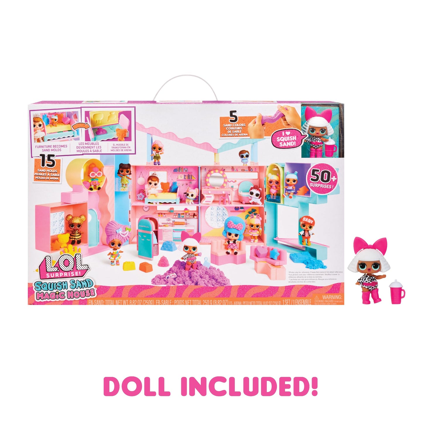 L.O.L. Surprise! Squish Sand Magic House with Tot – 50+ Surprises, Moldable Sand, Elevator