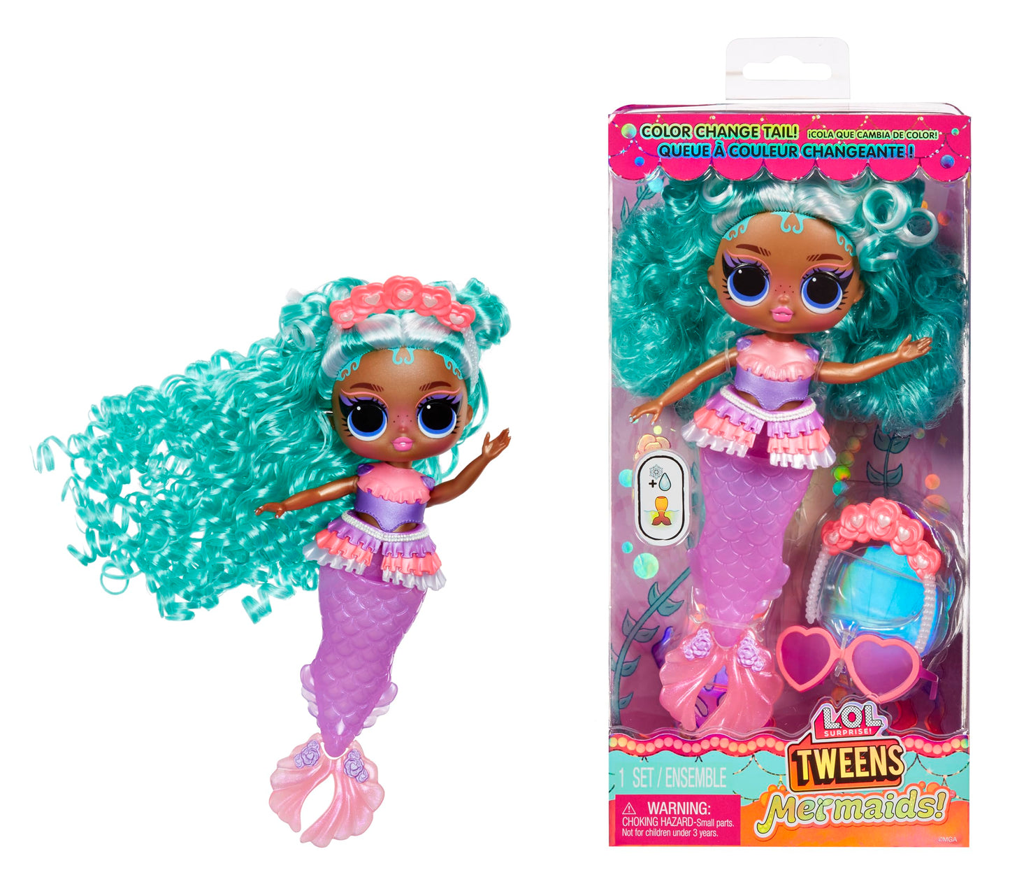 LOL Surprise Tweens Mermaid Serena Finn Doll – Color-Changing Tail, Movable Fin & Accessories