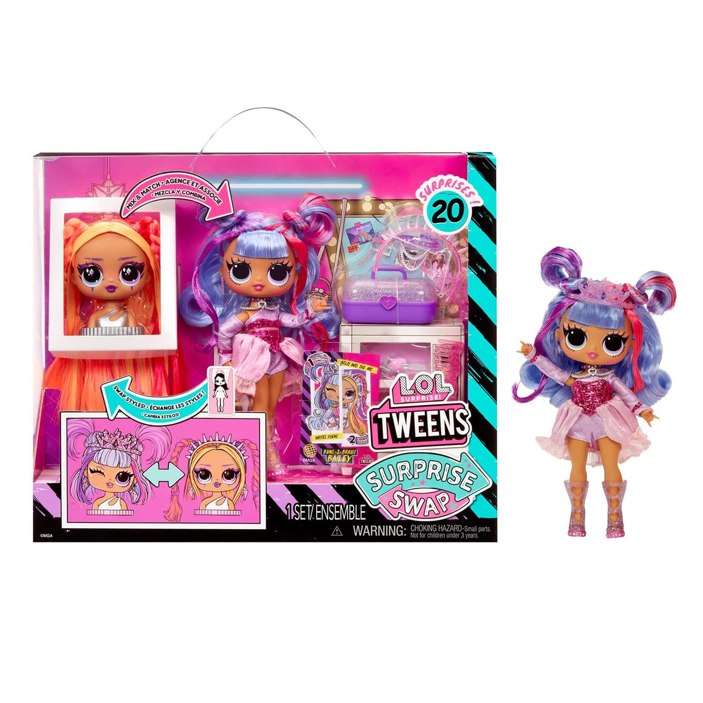 L.O.L. Surprise! Tweens Bailey – Buns-2-Braids Styling Head & 20+ Surprises