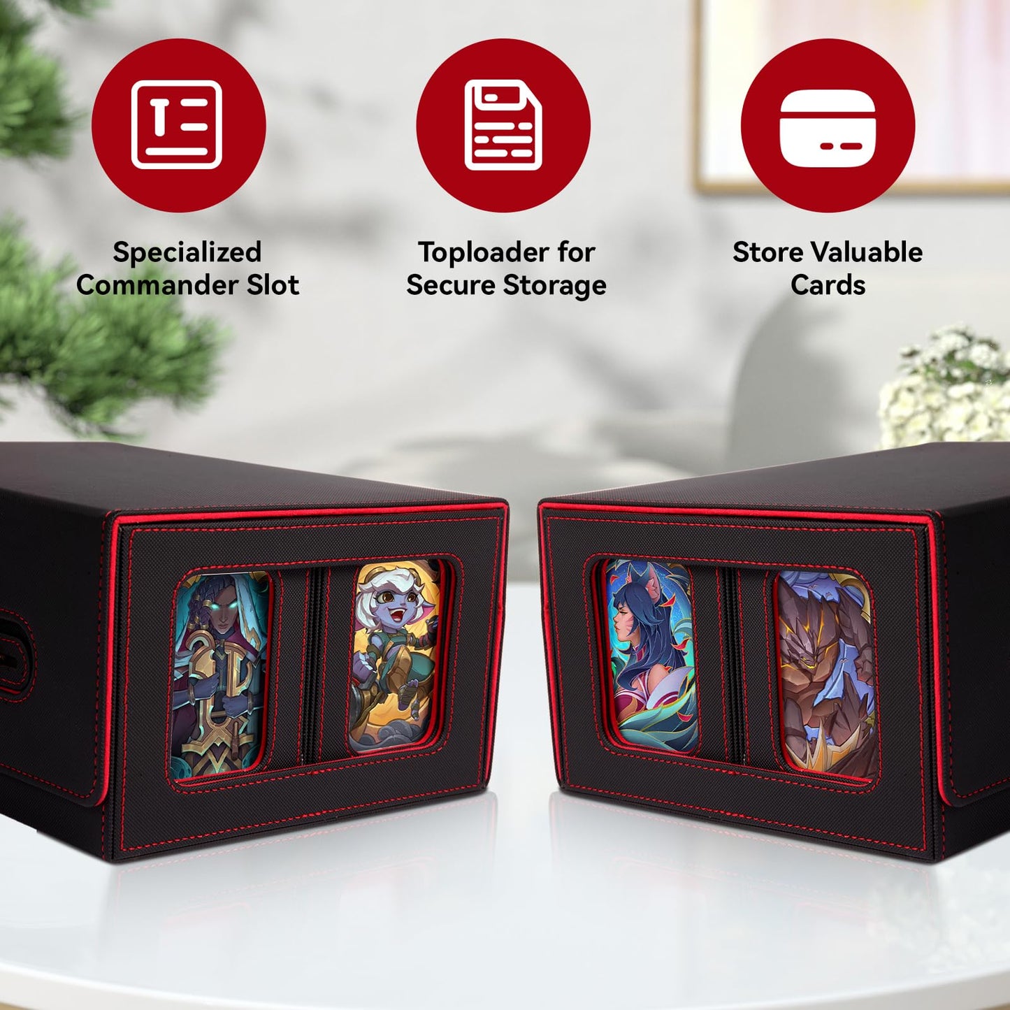 LOLEDS Trading Card Storage Box with Commander Display – 6-in-1 Deck Case for MTG & TCG