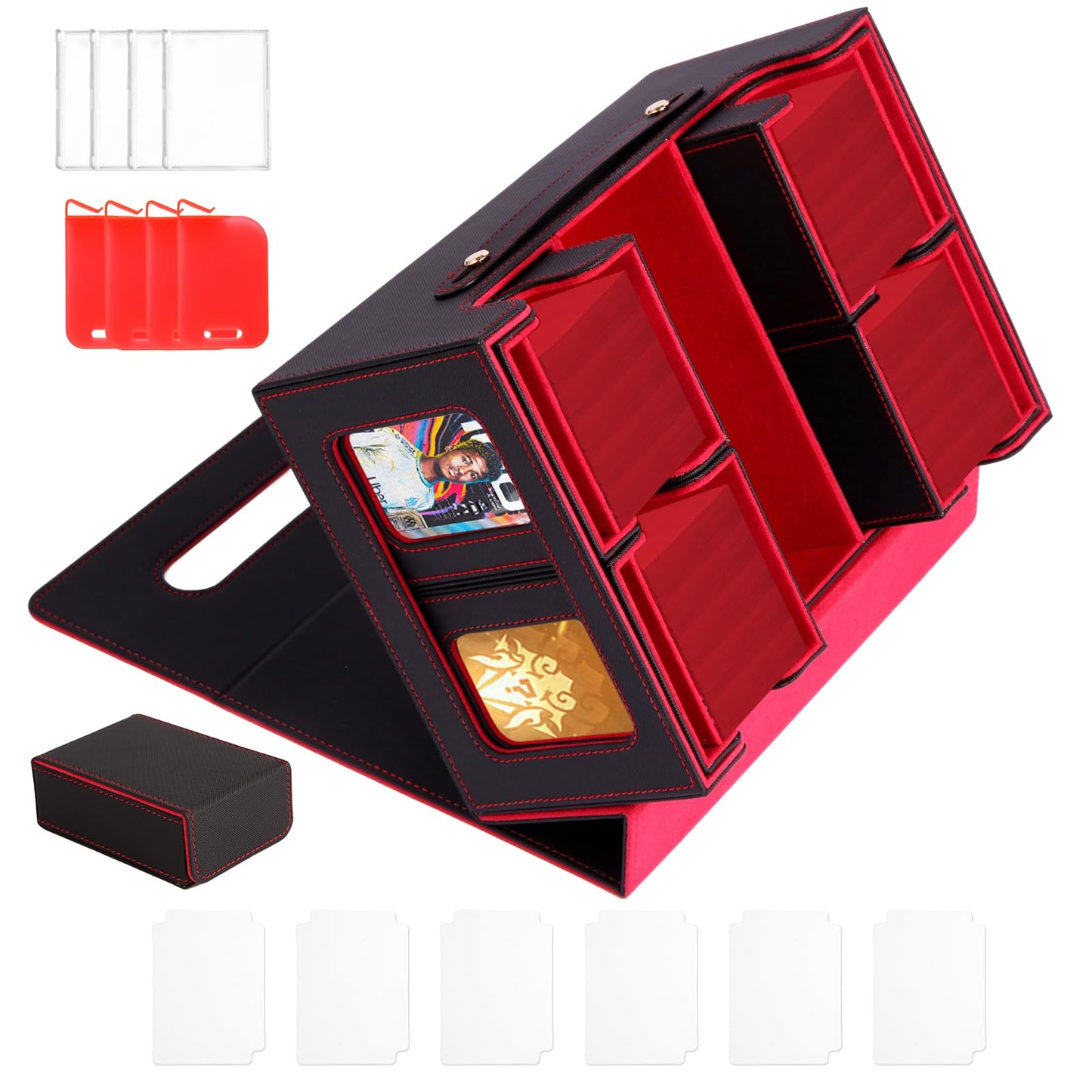 LOLEDS Trading Card Storage Box with Commander Display – 6-in-1 Deck Case for MTG & TCG