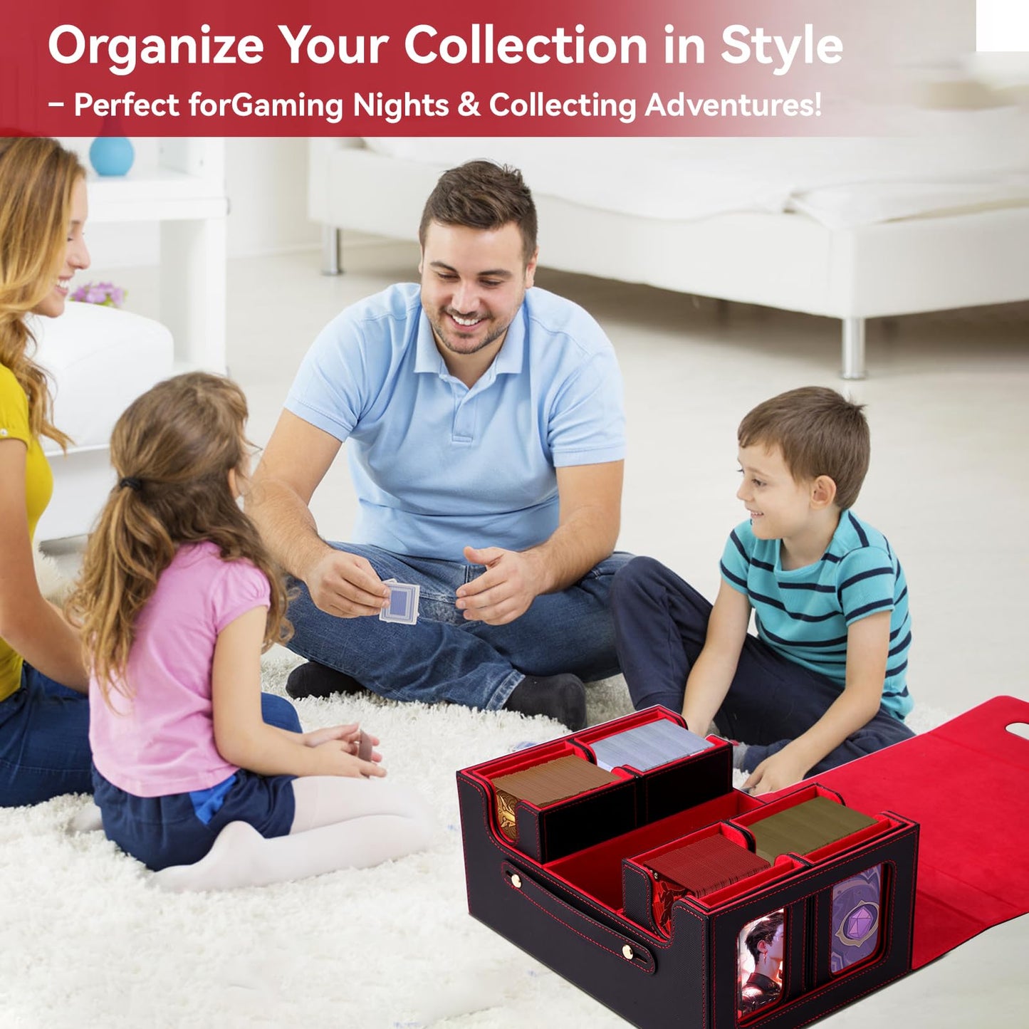 LOLEDS Trading Card Storage Box with Commander Display – 6-in-1 Deck Case for MTG & TCG
