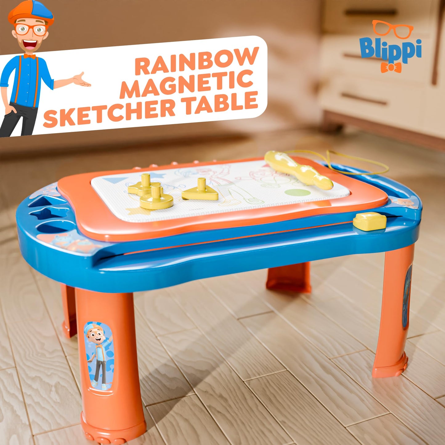 Lollipop Blippi Magnetic Writing Tablet for Kids – Mess-Free Drawing Board with Stand, Pen & Stamps