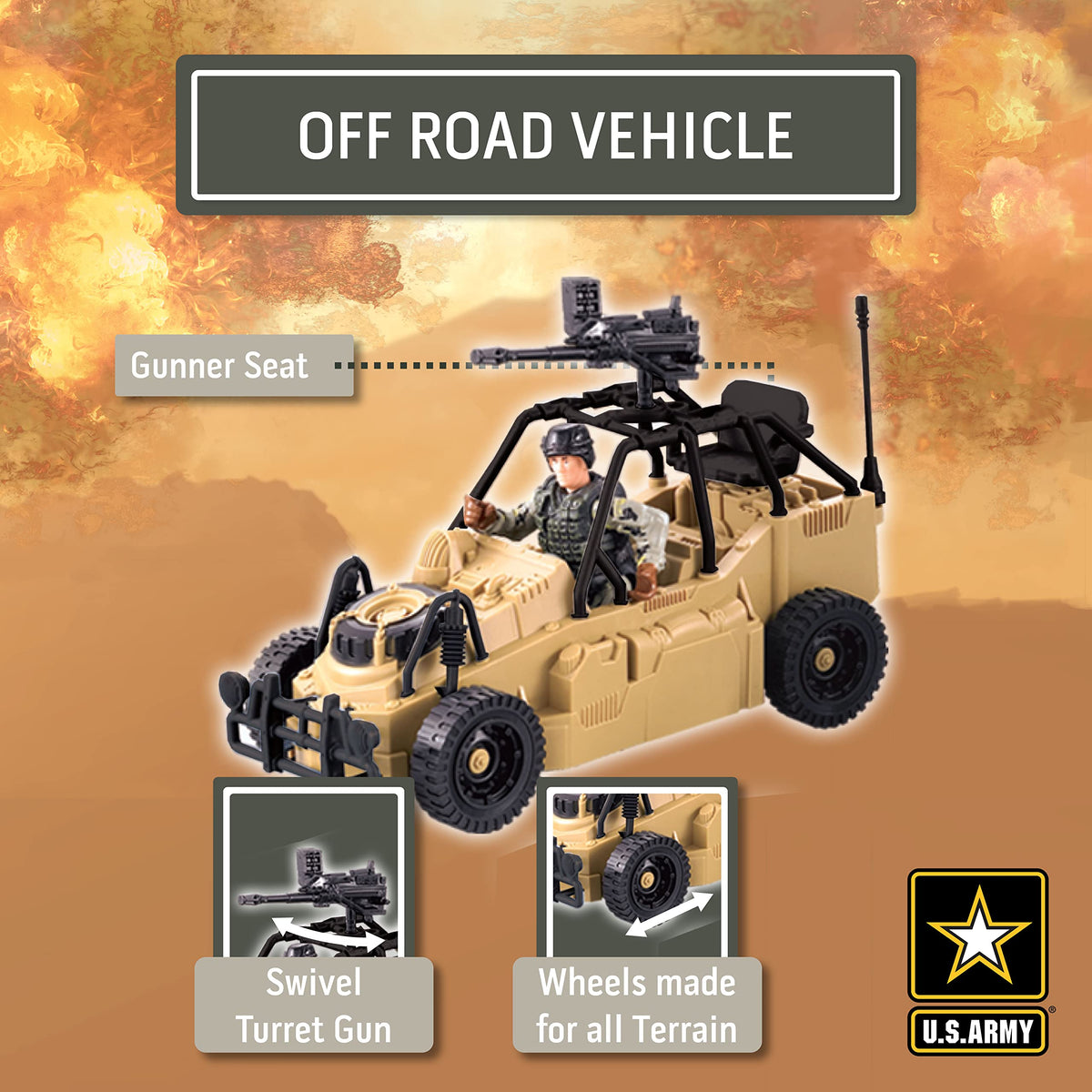 Lollipop US Army Rescue Force Toys – Helicopter, Desert Car & Gear Playset (Ages 3+)
