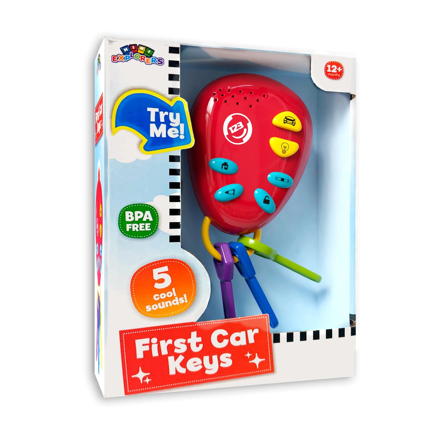 Lollipop Kids Car Keys Sensory Toy – Teether, Rattle & Travel-Friendly Keys for Babies & Toddlers (Batteries Included)