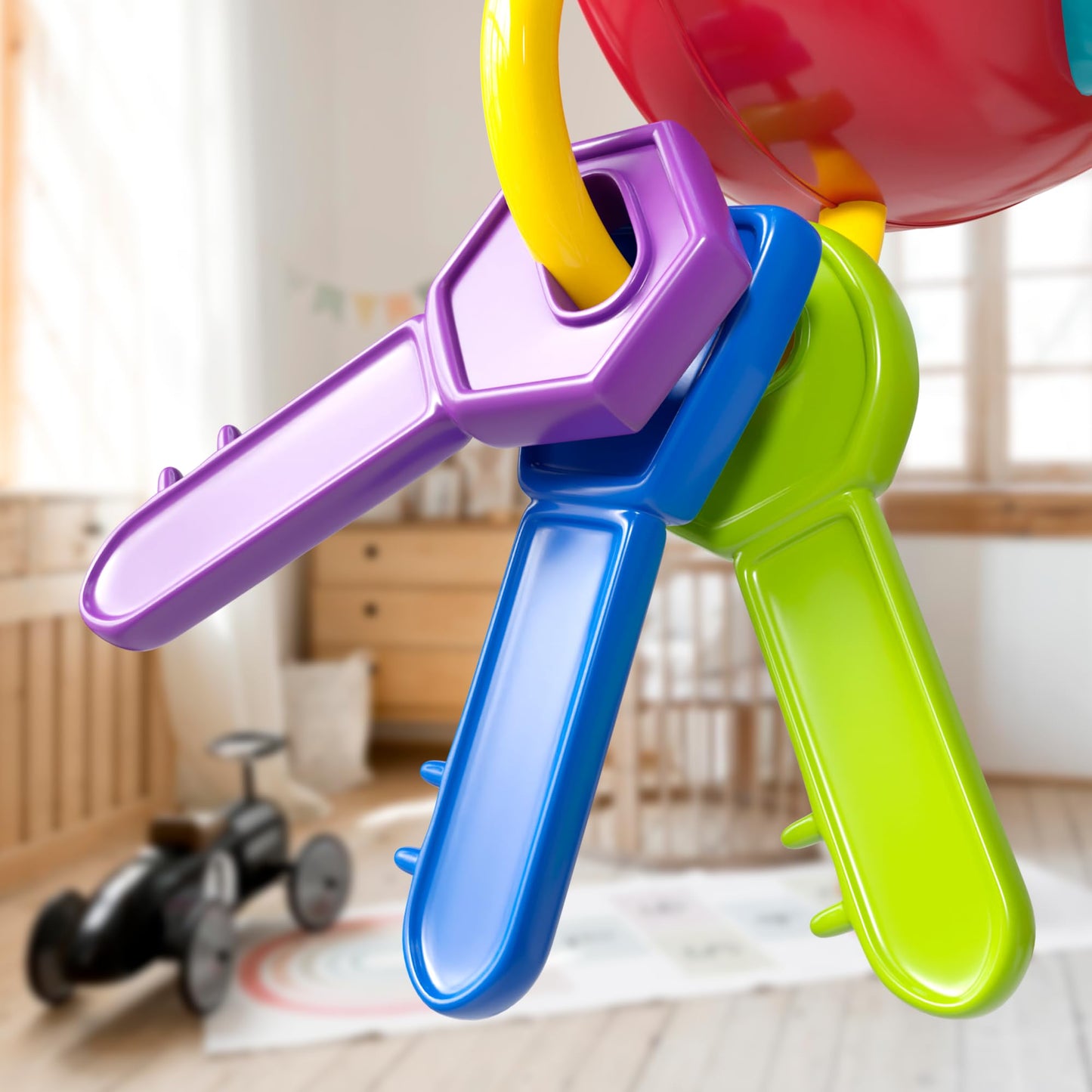 Lollipop Kids Car Keys Sensory Toy – Teether, Rattle & Travel-Friendly Keys for Babies & Toddlers (Batteries Included)