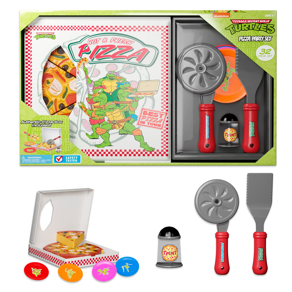 Lollipop TMNT Kids Pizza Toy Set – Pretend Play Pizza with Box, Cutter & Condiments