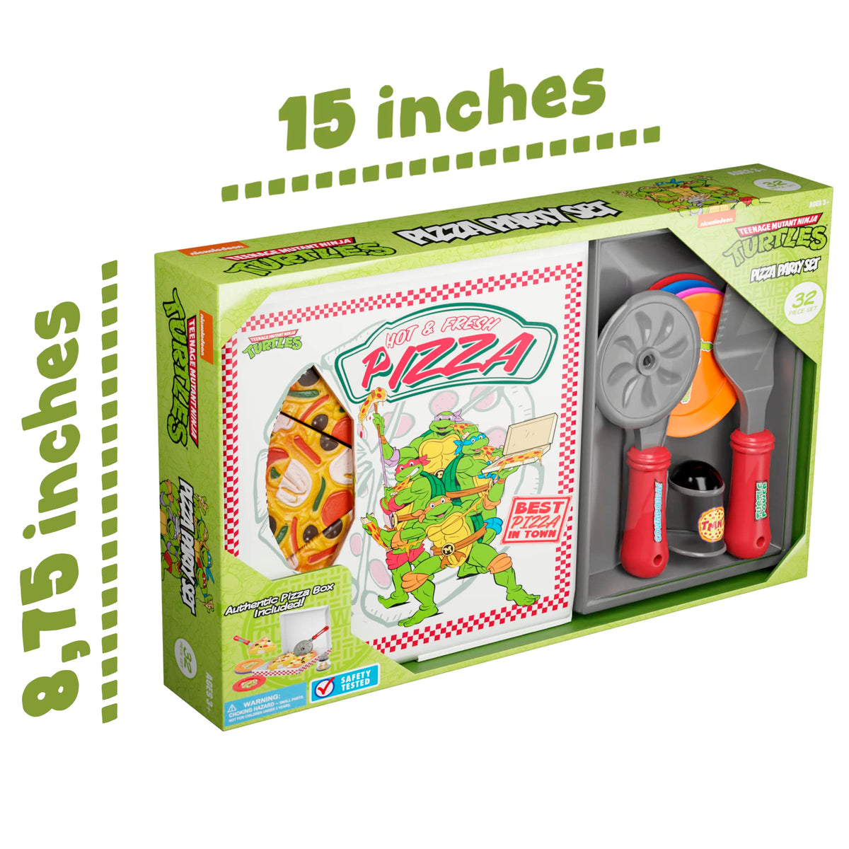 Lollipop TMNT Kids Pizza Toy Set – Pretend Play Pizza with Box, Cutter & Condiments