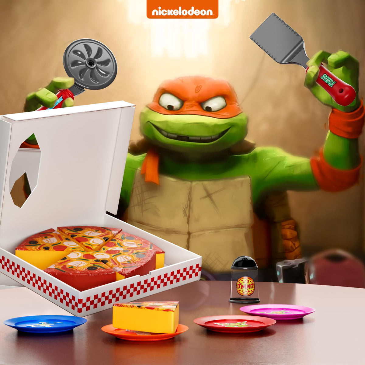 Lollipop TMNT Kids Pizza Toy Set – Pretend Play Pizza with Box, Cutter & Condiments