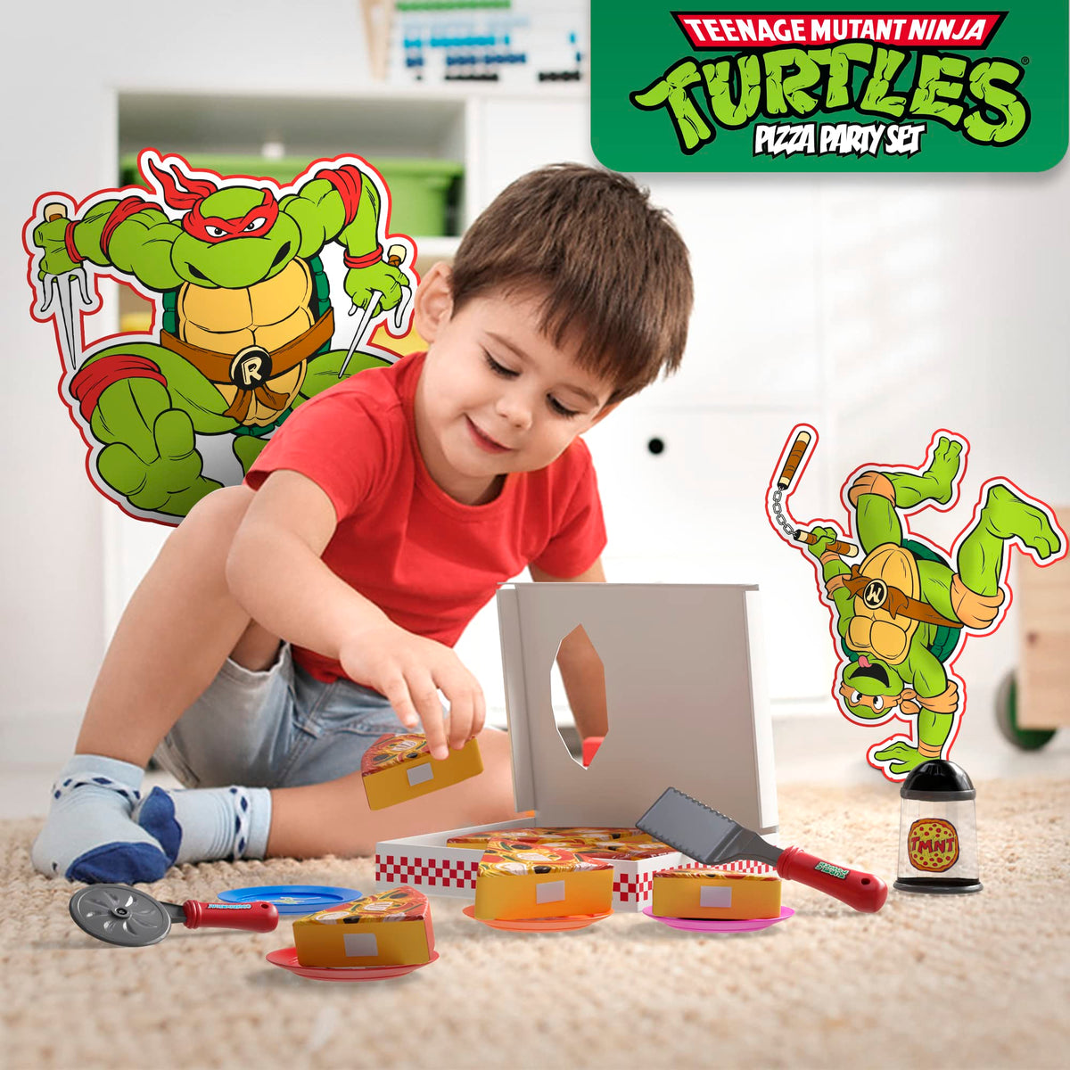 Lollipop TMNT Kids Pizza Toy Set – Pretend Play Pizza with Box, Cutter & Condiments
