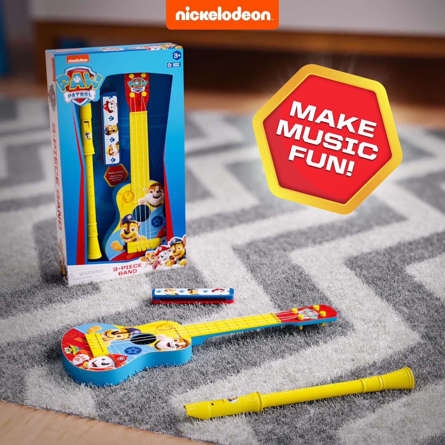 Lollipop Paw Patrol Adventure 3-Piece Band Set: Harmonica, Ukulele & Flute for Toddlers