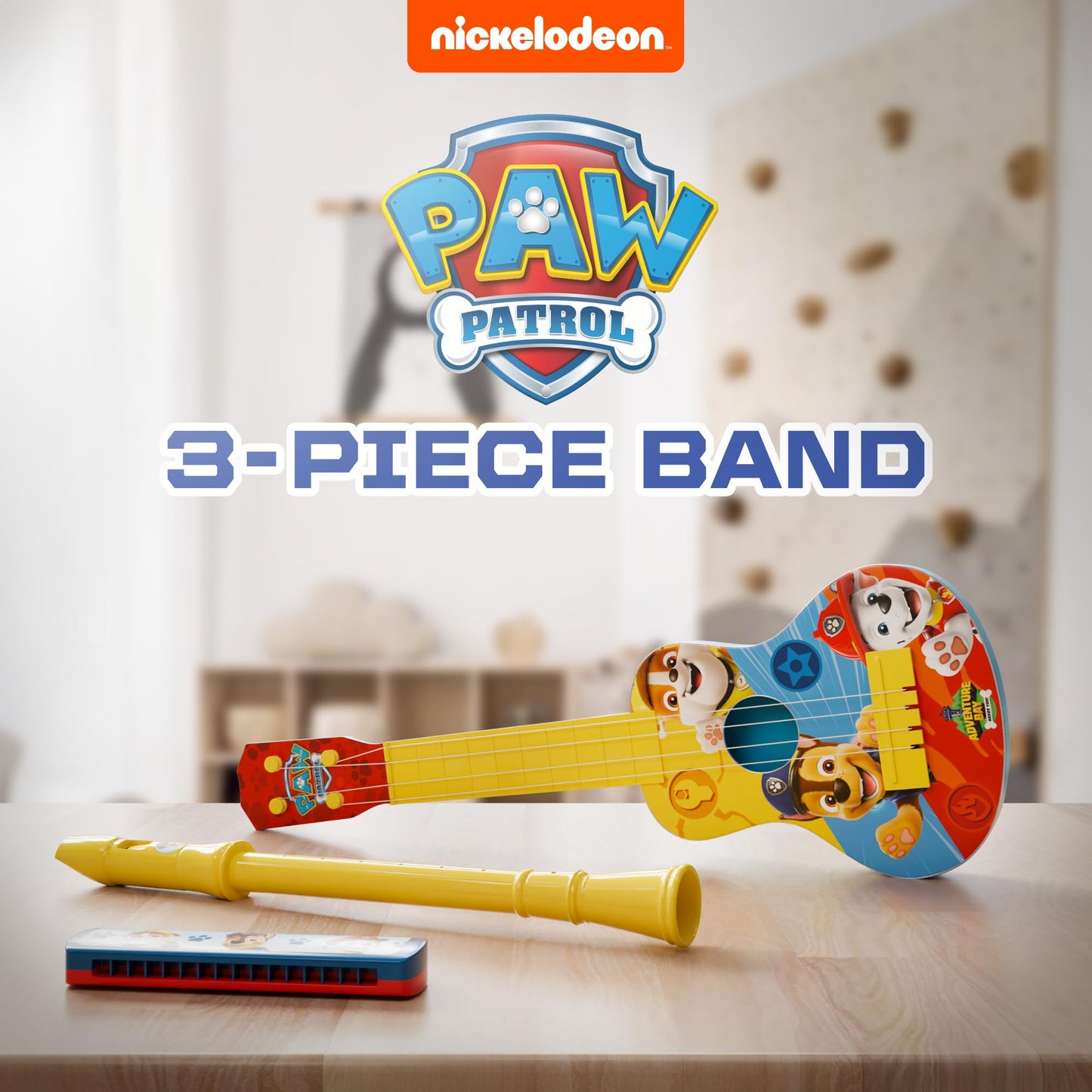 Lollipop Paw Patrol Adventure 3-Piece Band Set: Harmonica, Ukulele & Flute for Toddlers
