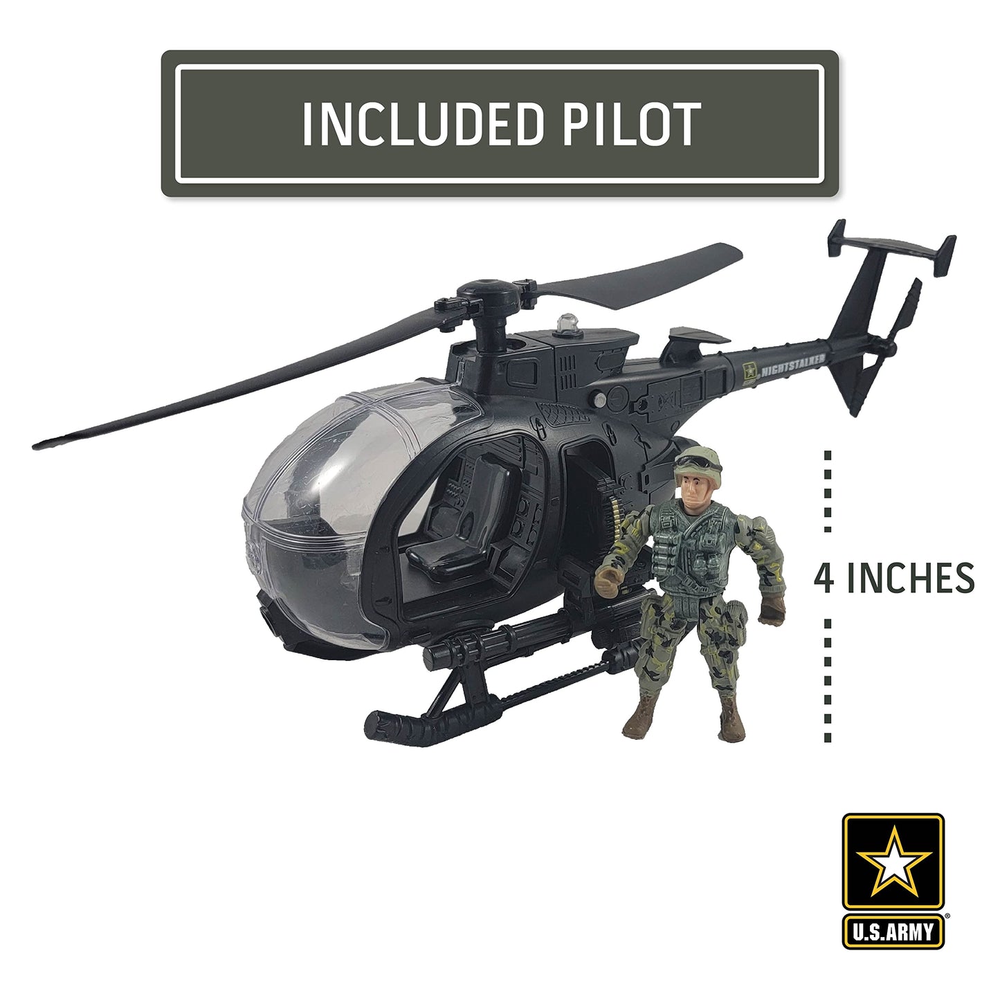 Lollipop U.S. Army Night Stalker Helicopter with Soldier Figure – Lights & Sound