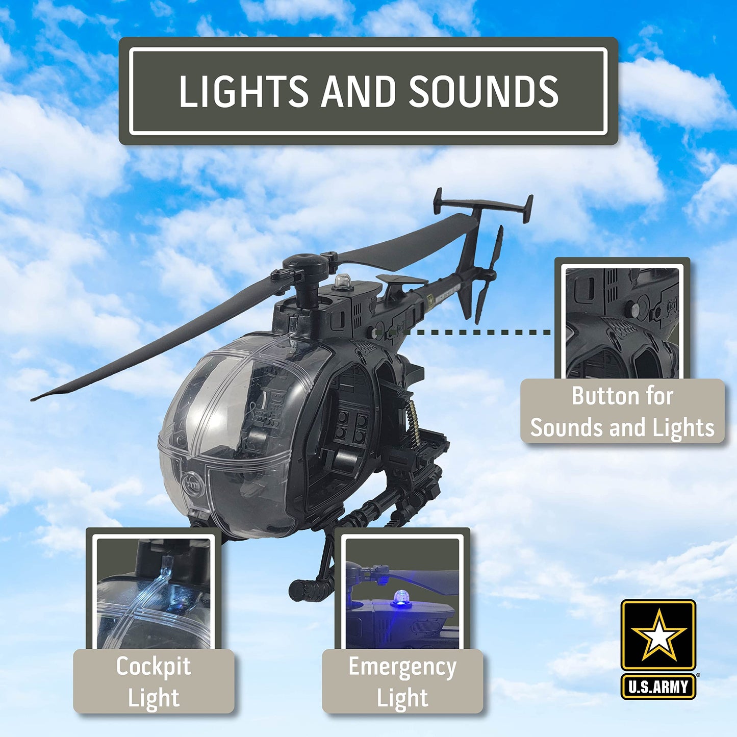 Lollipop U.S. Army Night Stalker Helicopter with Soldier Figure – Lights & Sound