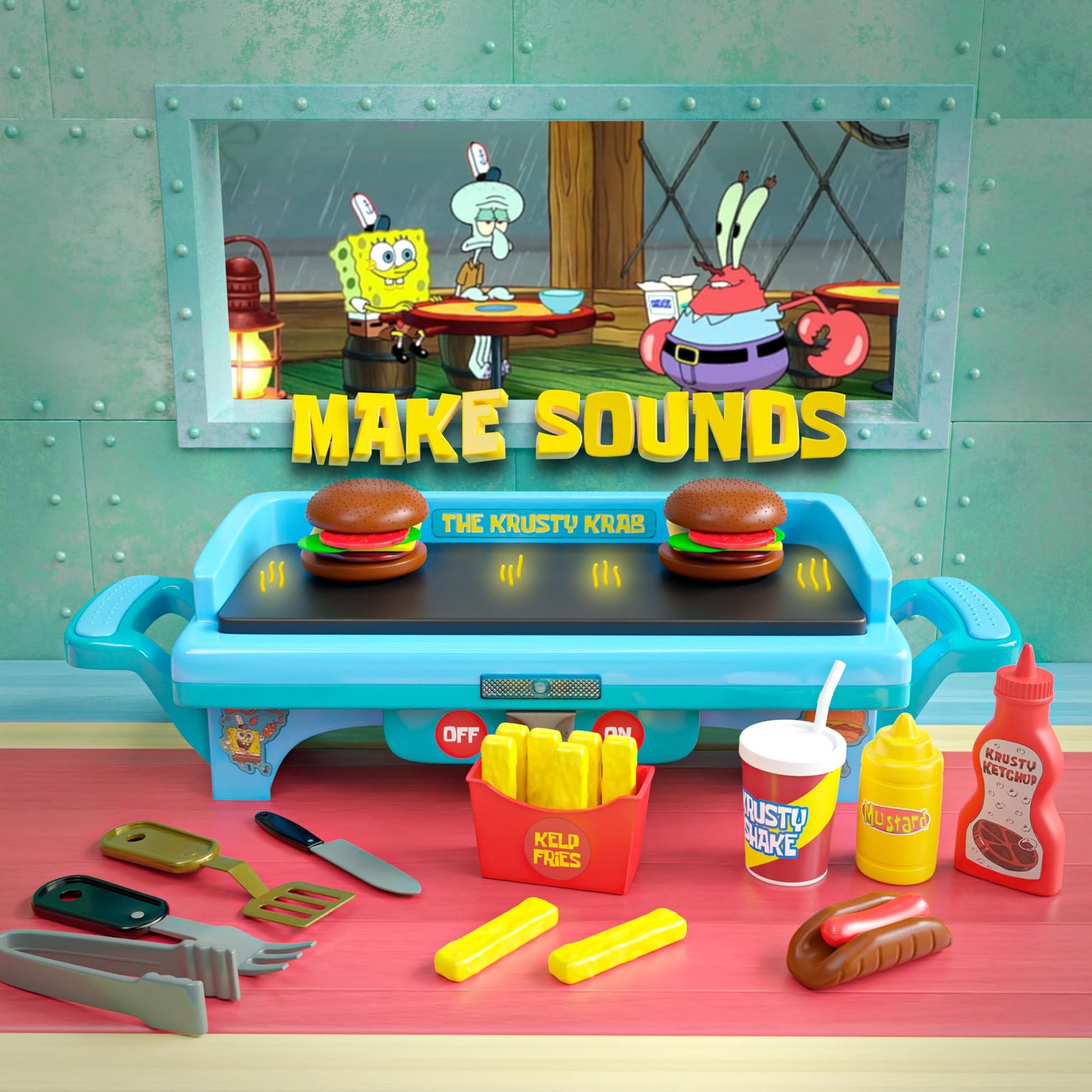 Lollipop SpongeBob Squarepants Kids Grill Playset — Pretend Kitchen Toy for Ages 6-10