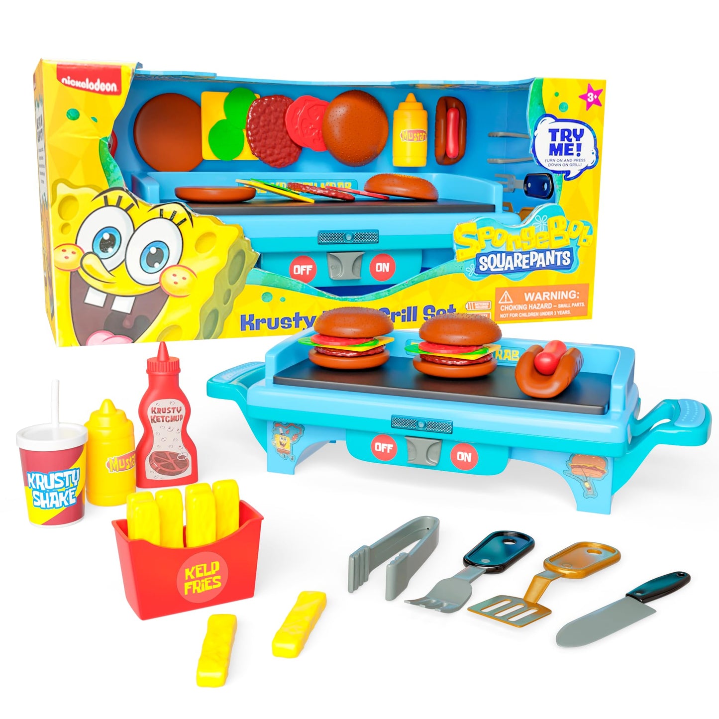 Lollipop SpongeBob Squarepants Kids Grill Playset — Pretend Kitchen Toy for Ages 6-10