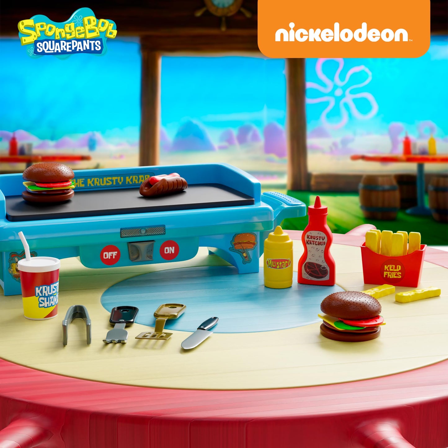 Lollipop SpongeBob Squarepants Kids Grill Playset — Pretend Kitchen Toy for Ages 6-10