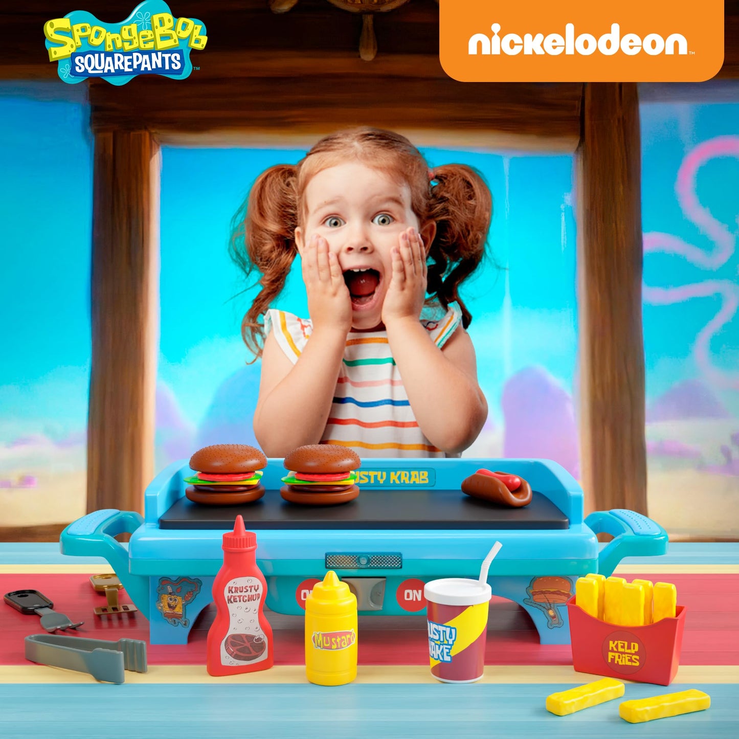 Lollipop SpongeBob Squarepants Kids Grill Playset — Pretend Kitchen Toy for Ages 6-10