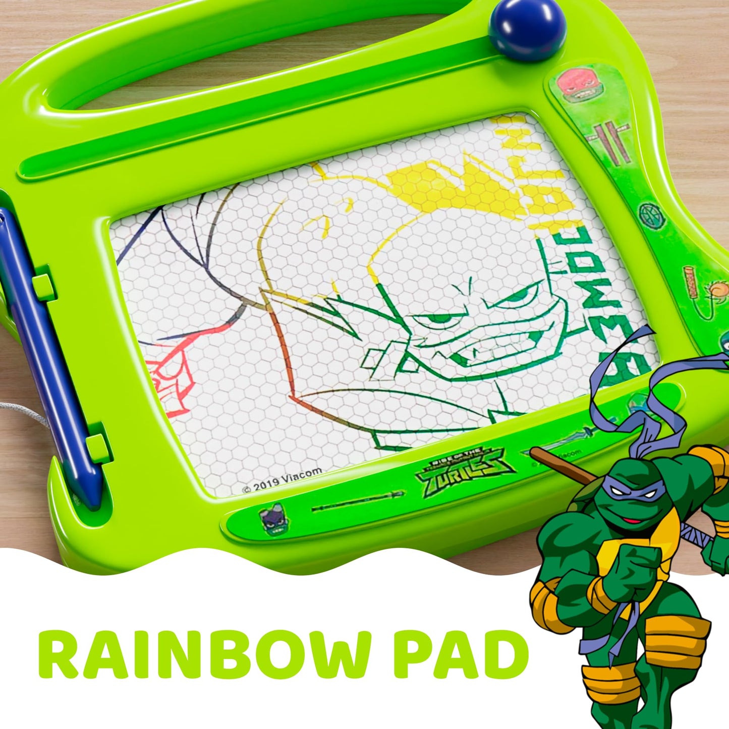 Lollipop TMNT Magnetic Board for Kids — Erasable Doodle Pad & Travel Sketcher (Green)
