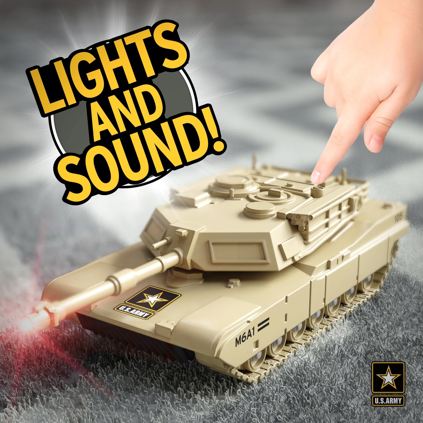 Lollipop U.S. Army Friction Combat Tank — 360° Turret, Lights & Sounds