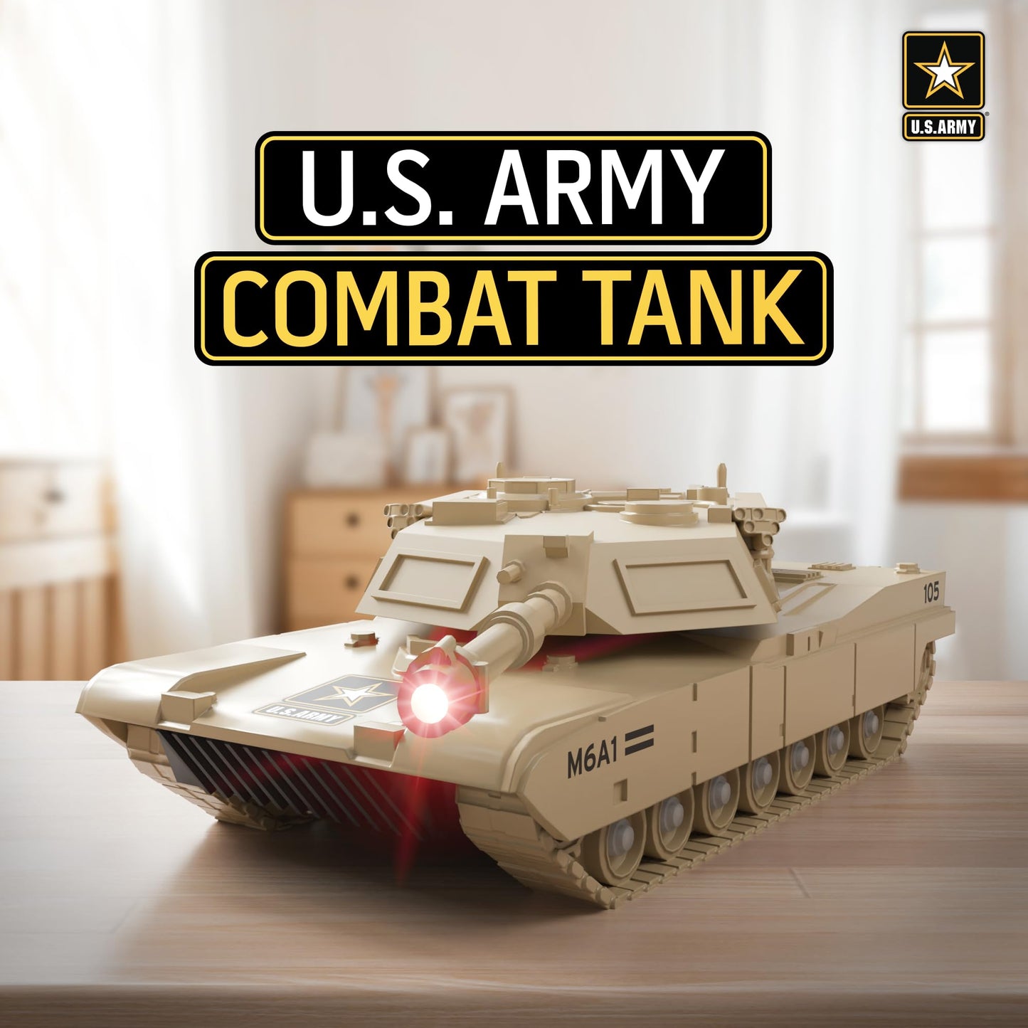 Lollipop U.S. Army Friction Combat Tank — 360° Turret, Lights & Sounds