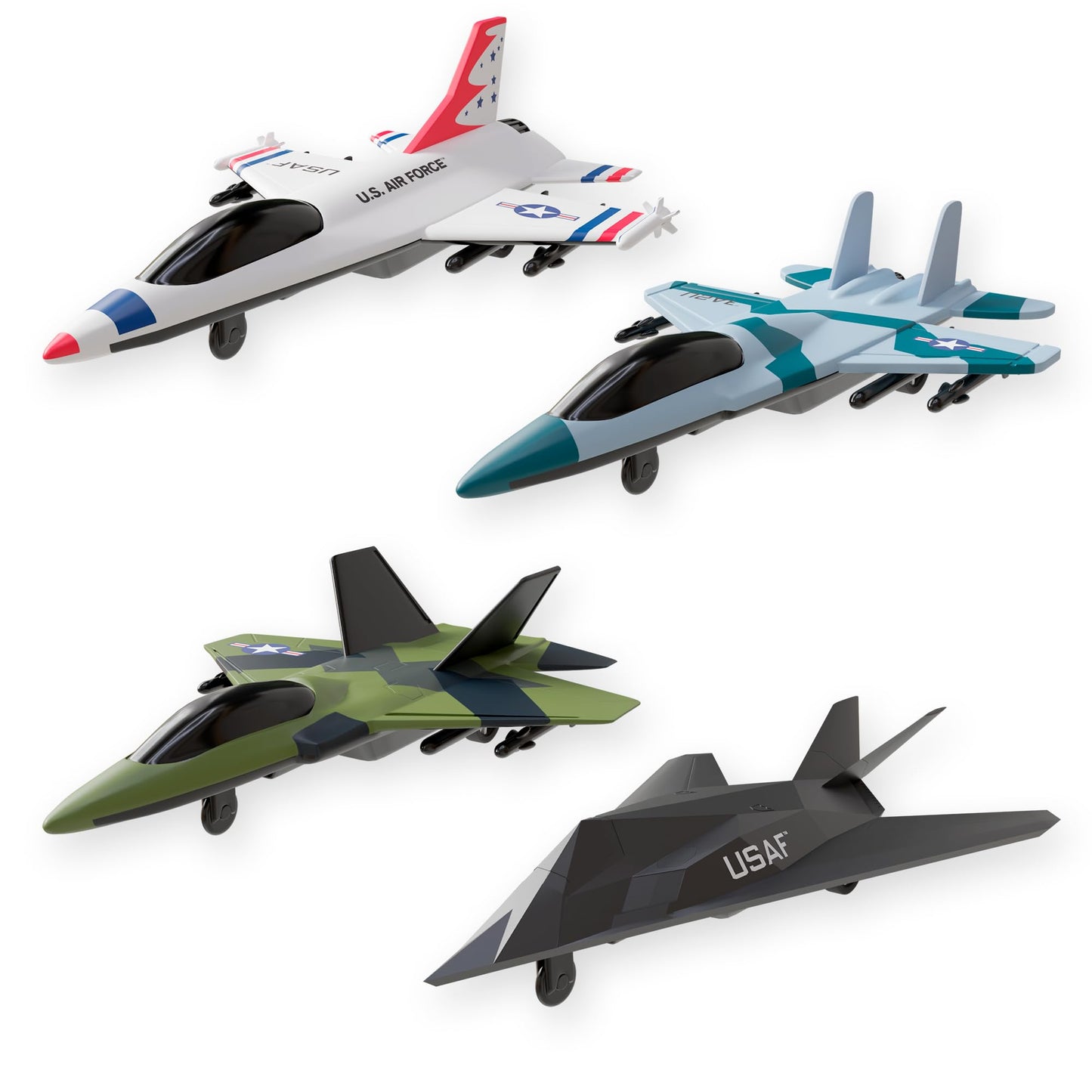 Lollipop United States Air Force 4-Pack Die Cast Jets – Pull-Back Fighter Planes