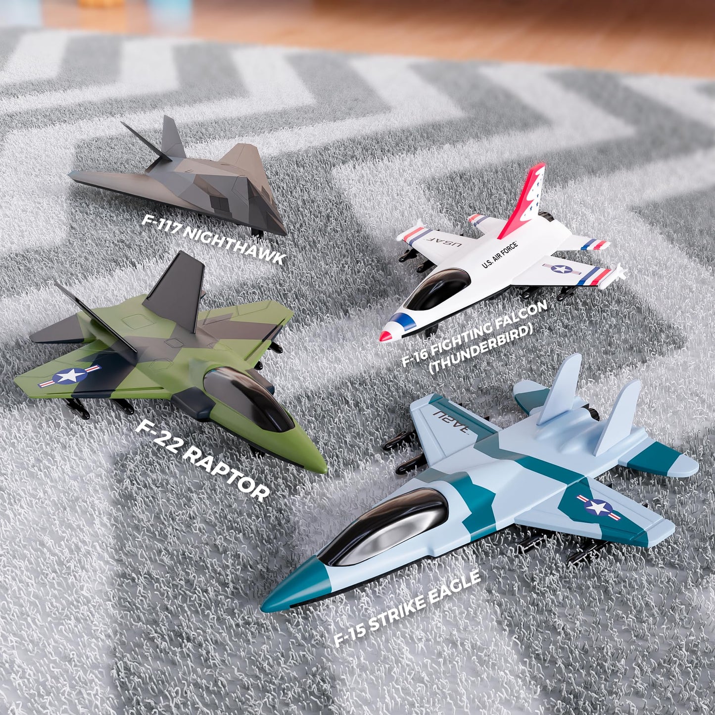 Lollipop United States Air Force 4-Pack Die Cast Jets – Pull-Back Fighter Planes