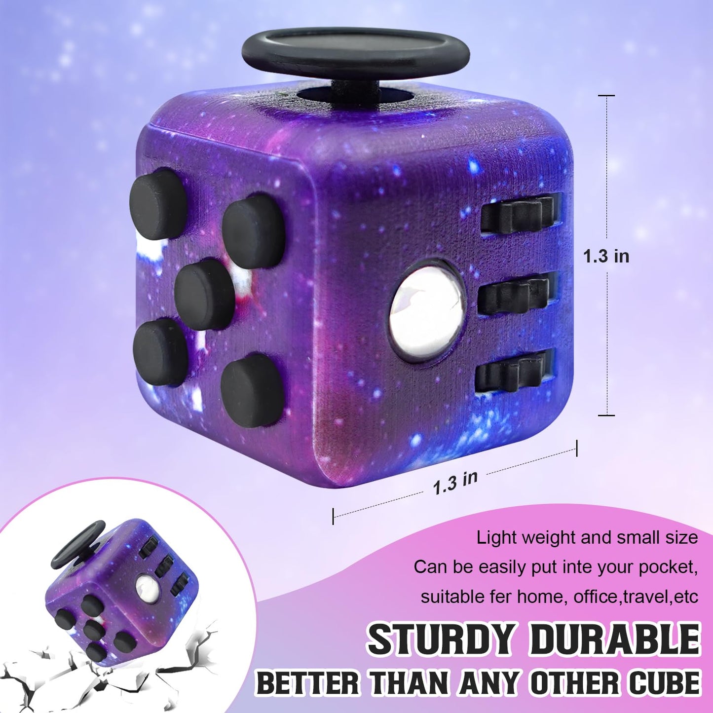 Lollyx Fidget Toy Cube 2-Pack – 6-Sided Stress Relief & Focus Cube for Adults & Kids