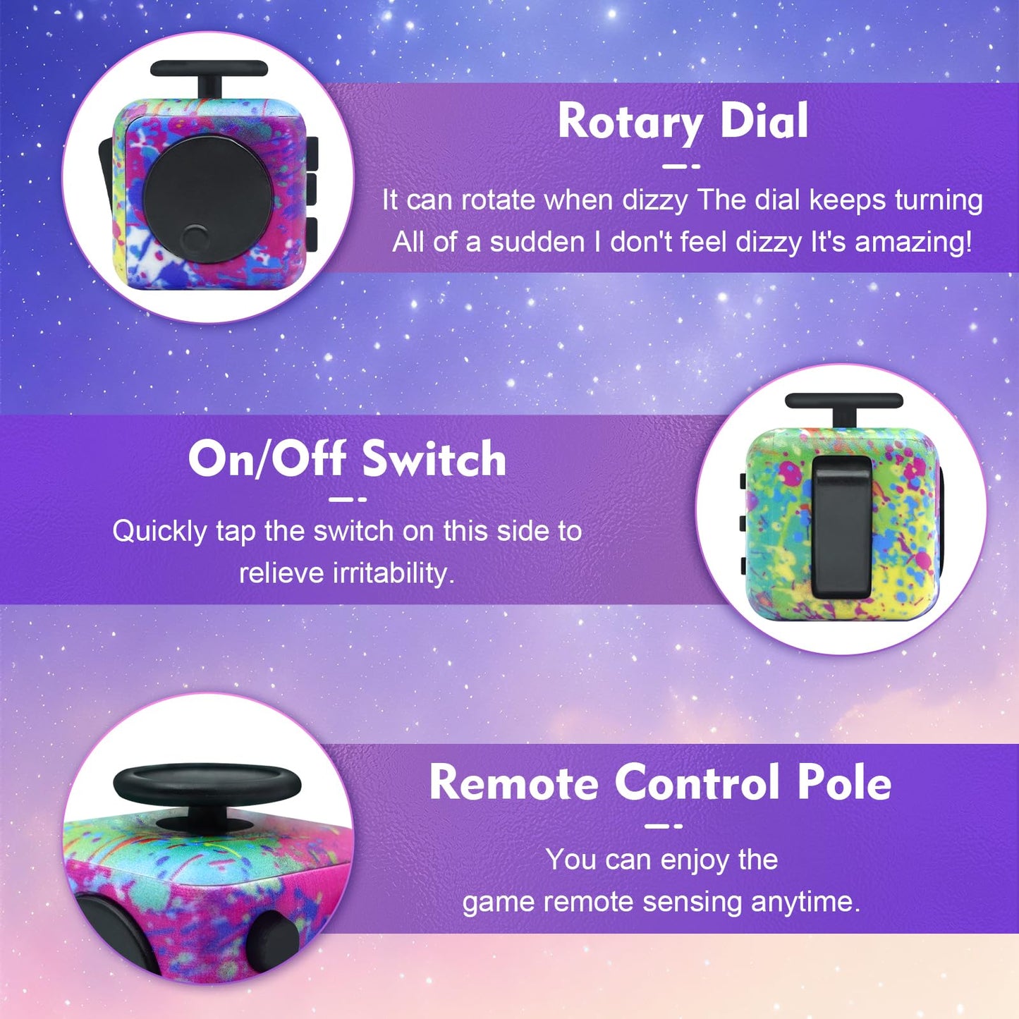 Lollyx Fidget Toy Cube 2-Pack – 6-Sided Stress Relief & Focus Cube for Adults & Kids