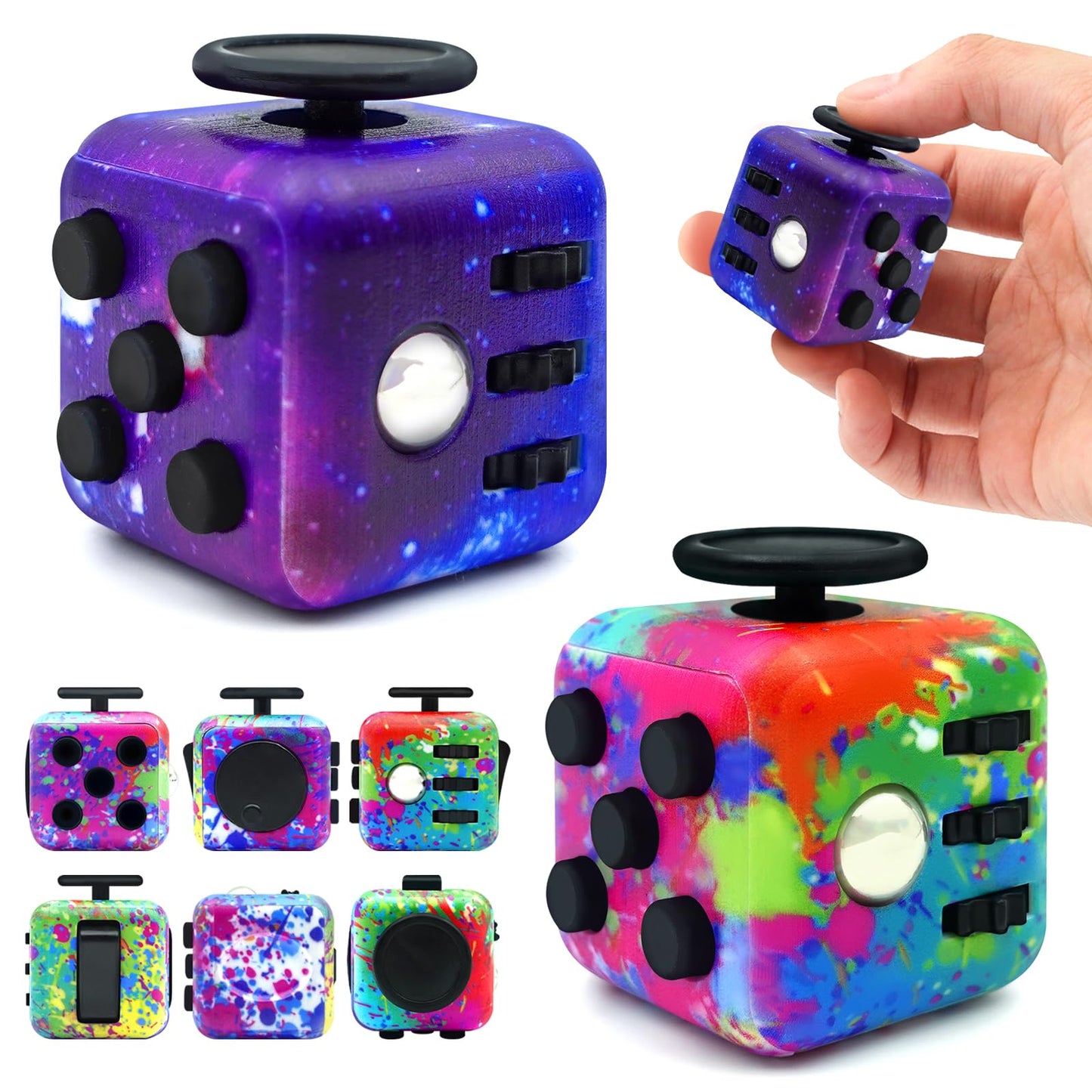Lollyx Fidget Toy Cube 2-Pack – 6-Sided Stress Relief & Focus Cube for Adults & Kids