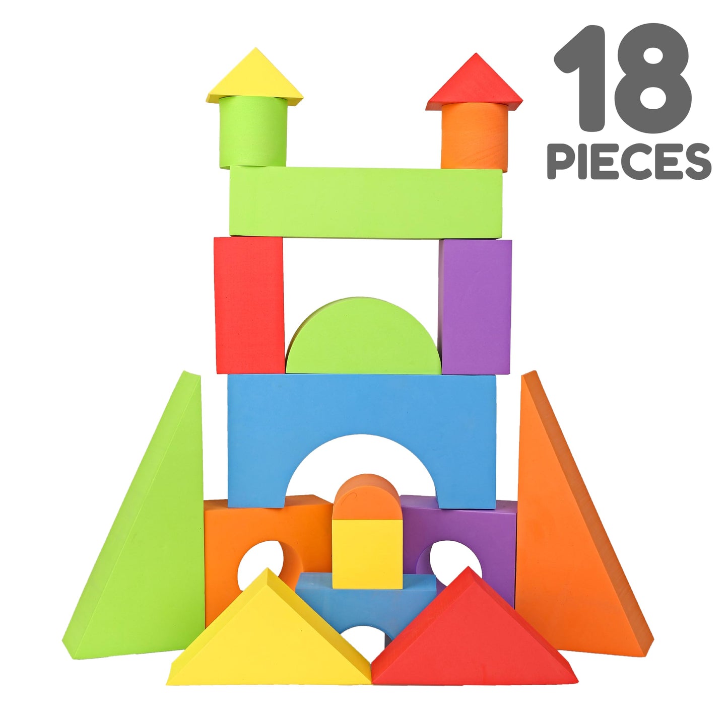 LOLO TOYS Large Building Foam Blocks for Toddlers – Giant Jumbo 18-Piece Set