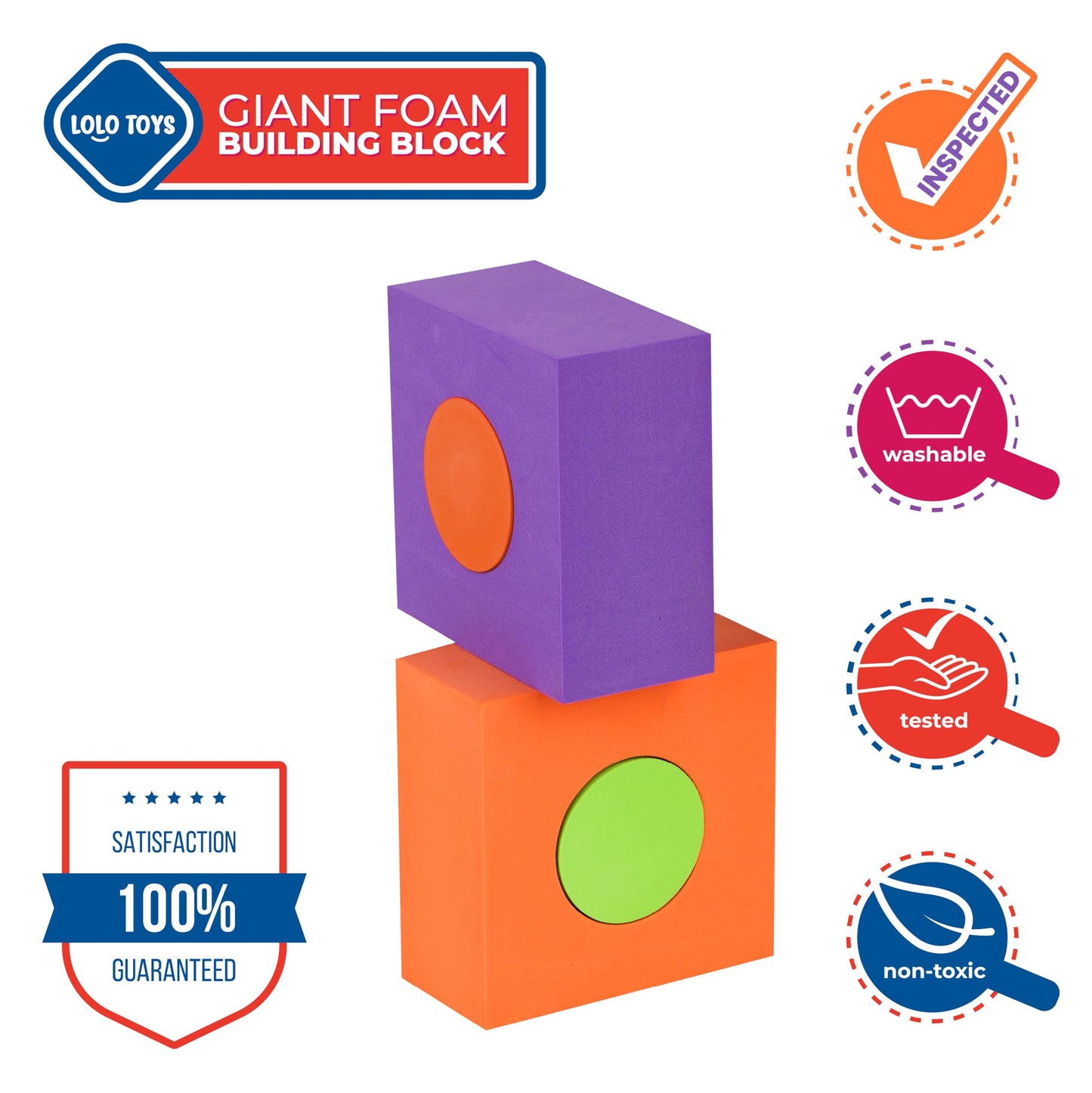 LOLO TOYS Large Building Foam Blocks for Toddlers – Giant Jumbo 18-Piece Set