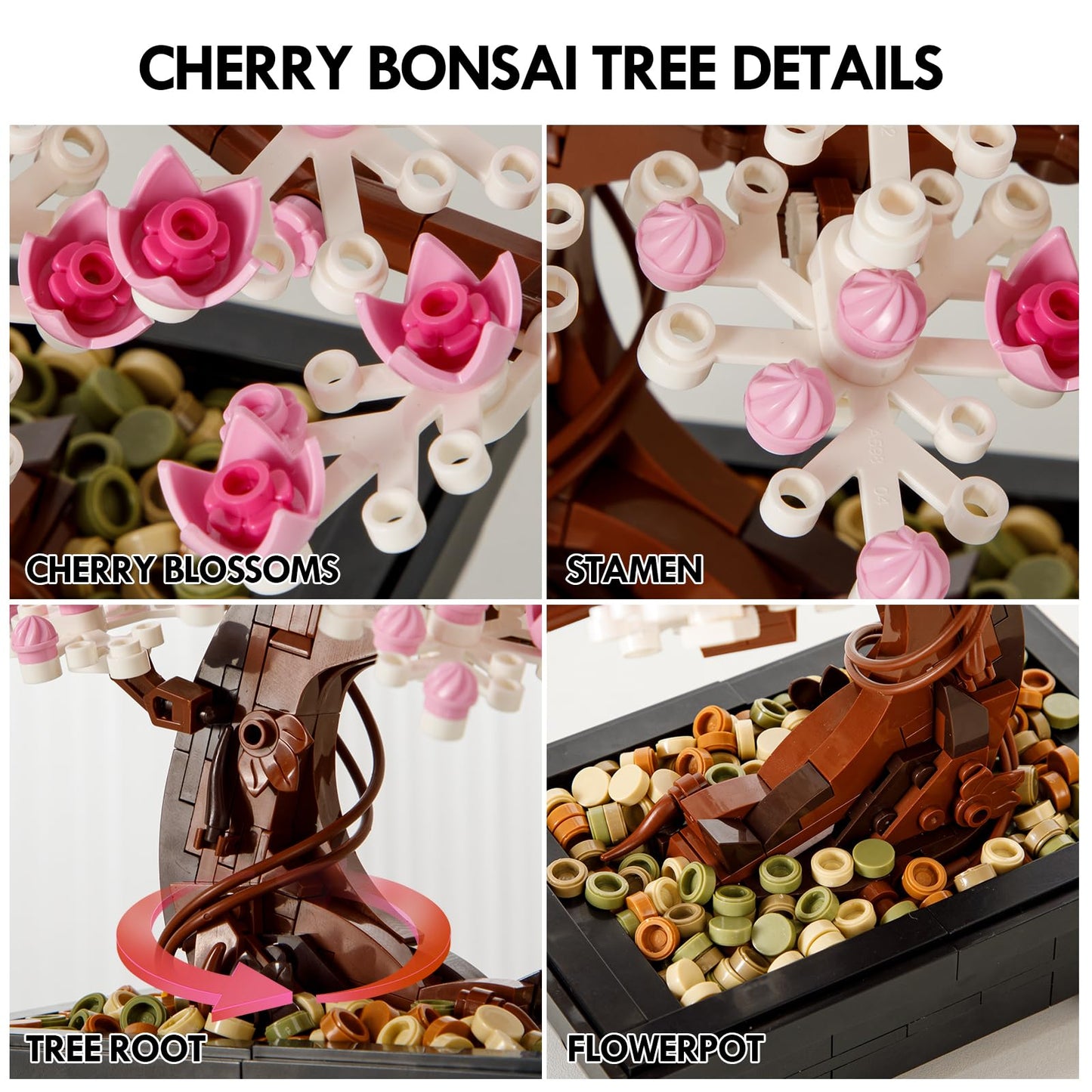 LOMBEE Cherry Blossom Tree Building Set – 3-in-1 Bonsai for Adults