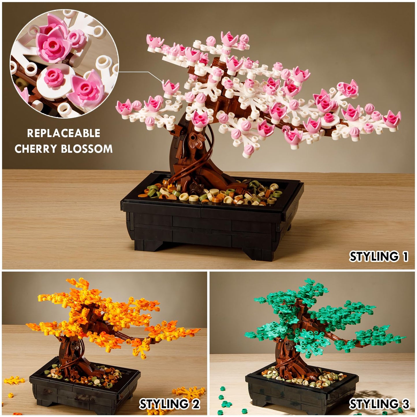 LOMBEE Cherry Blossom Tree Building Set – 3-in-1 Bonsai for Adults
