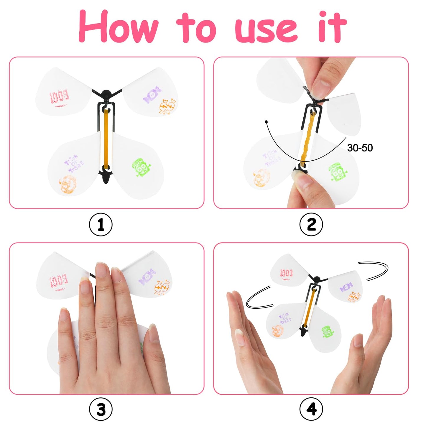 LOMIMOS 20-Pcs Flying Butterfly Wind-Up Toy – White Wings, DIY Surprise Gifts