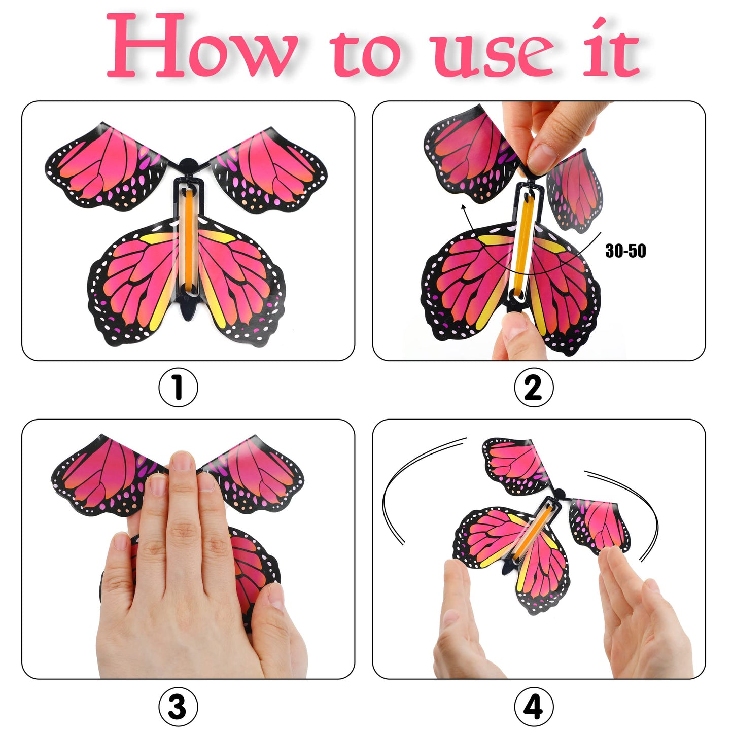 LOMIMOS 20Pcs Flying Butterfly Toys – Wind-Up Kids Gift for Parties (20 Styles)