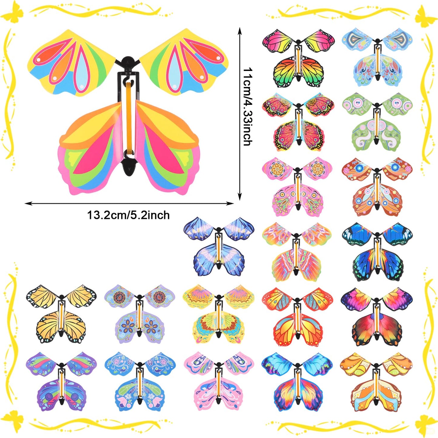 LOMIMOS 20PCS Magic Flying Butterflies - Wind-Up Toys for Kids (20 Styles)